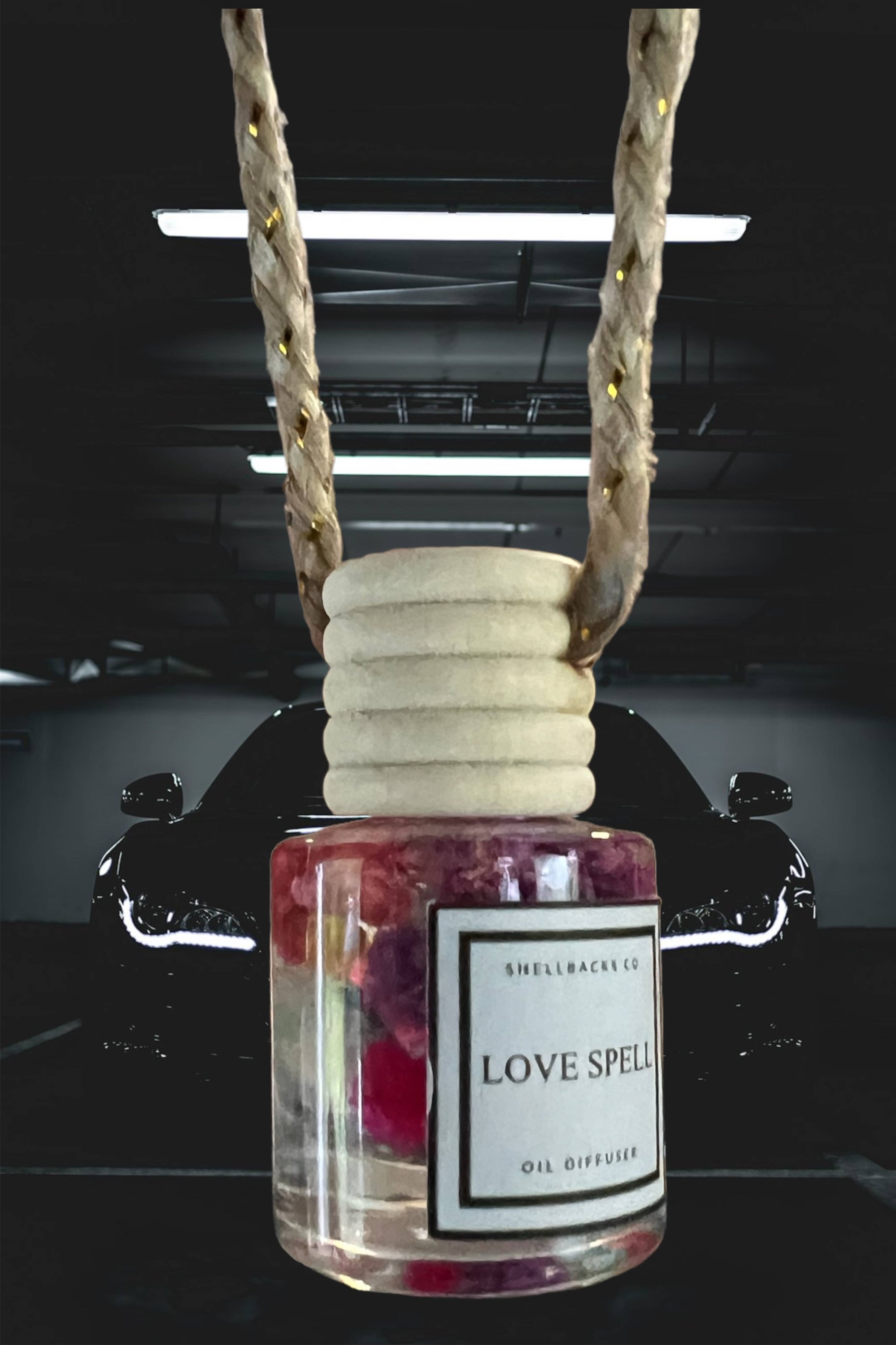 Love Spell Hanging Car Freshener Diffuser (w/flowers)