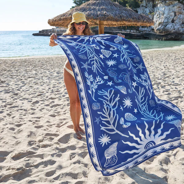 Dock and Bay Large Beach Towel in Ocean Treasure