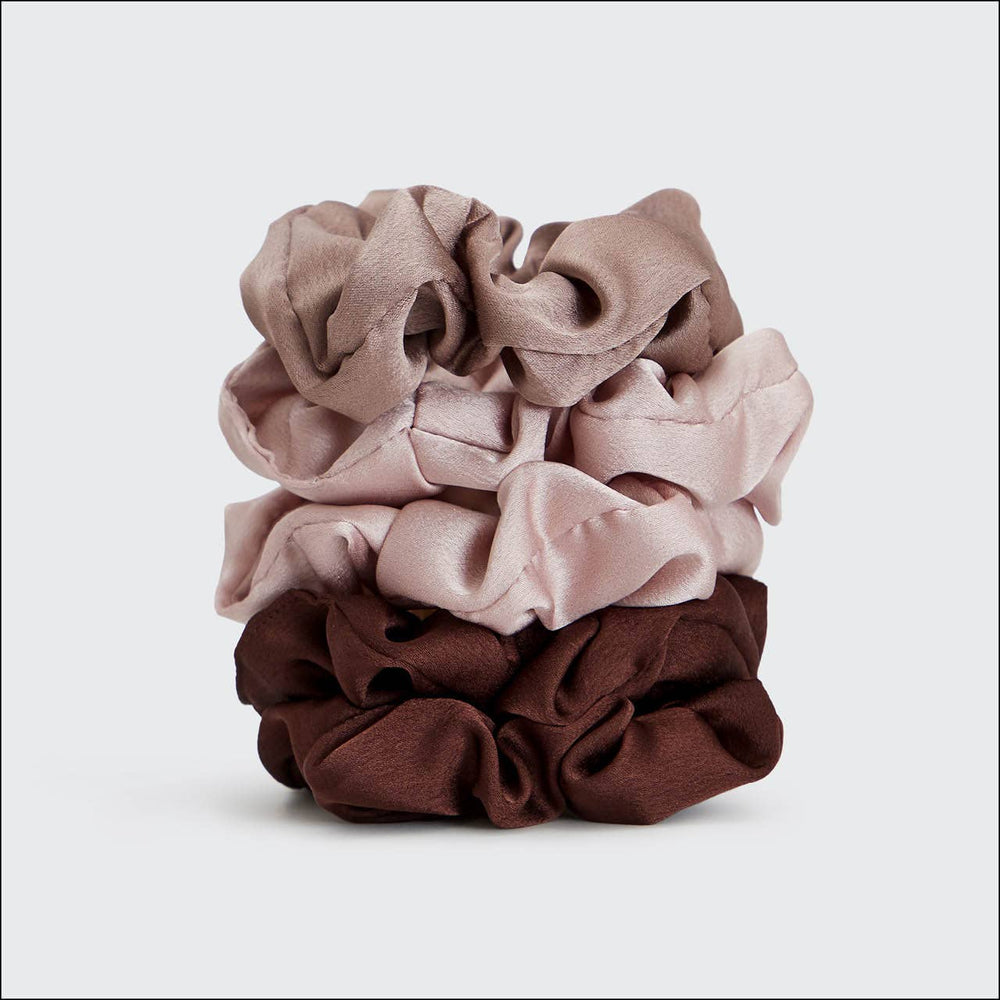 5 Piece Satin Scrunchies in Cameo by Kitsch