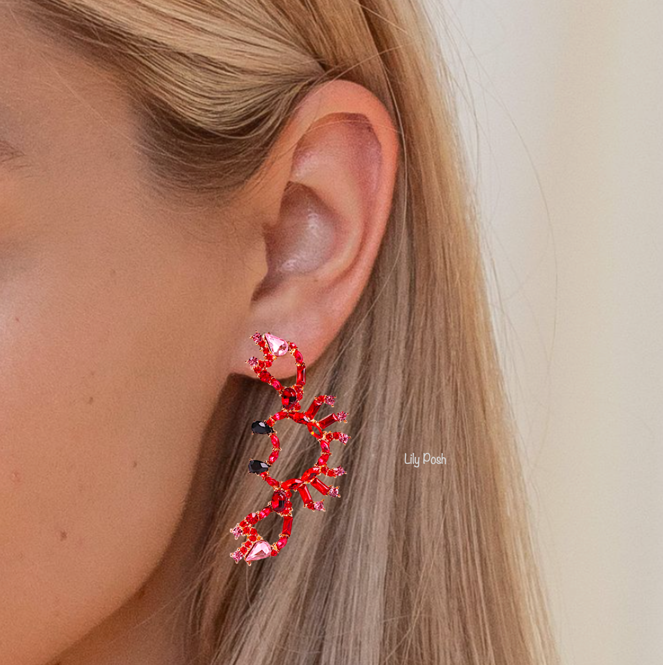 Rhinestone Crab Statement Earrings