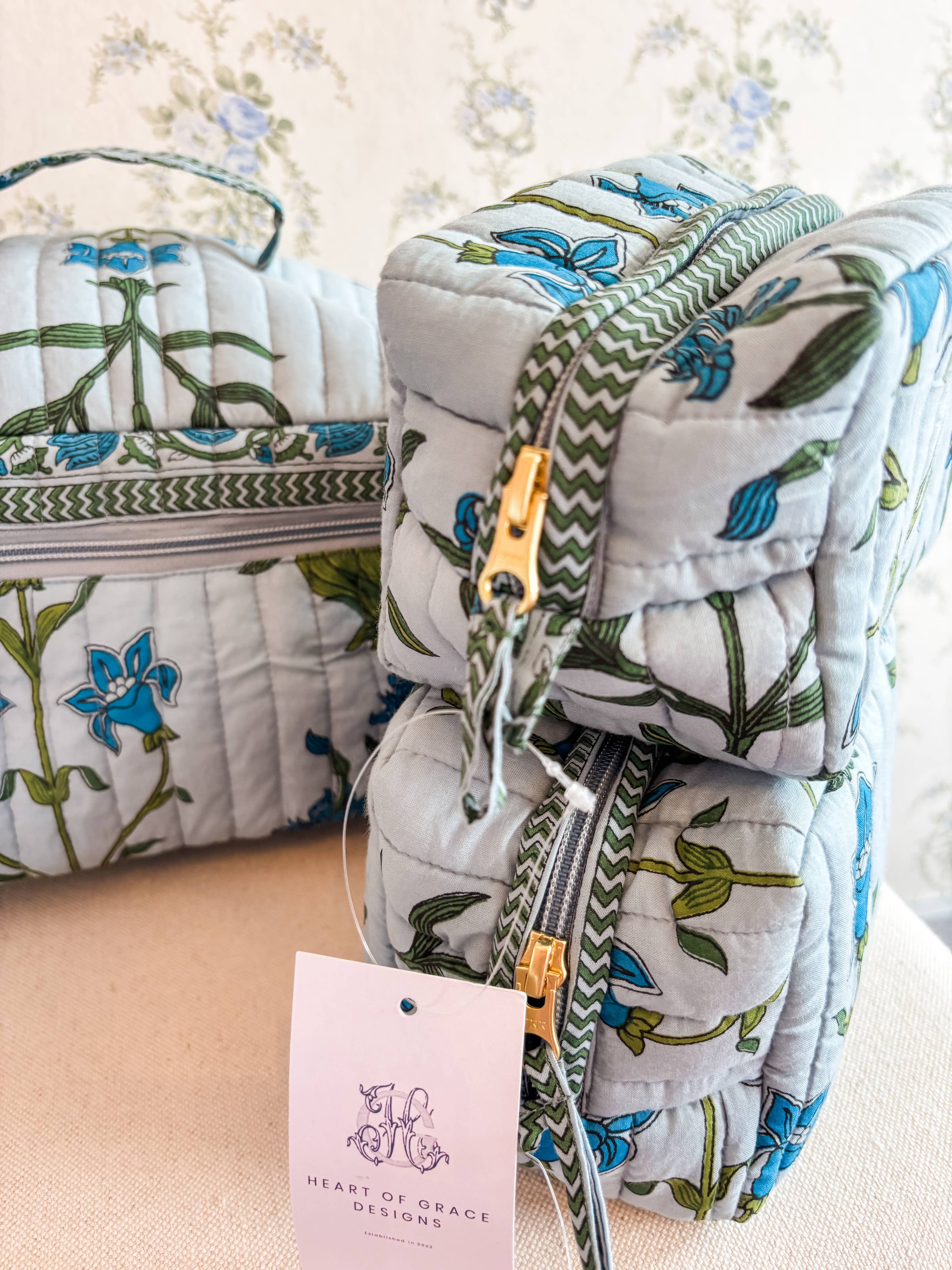 Iris Luxe Quilted Cosmetic Bags-set of 3