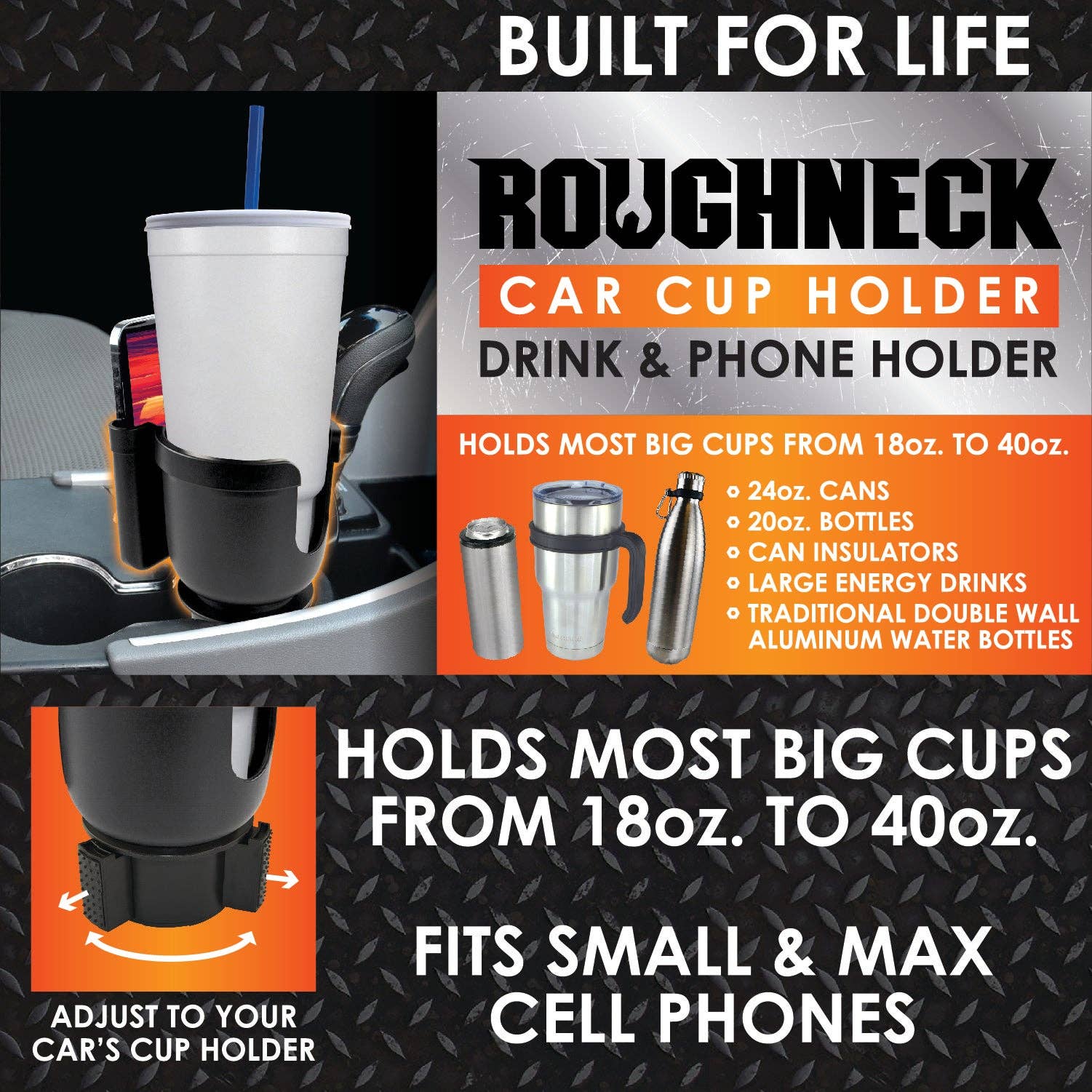 Roughneck Cup Holder & Cell Phone Holder