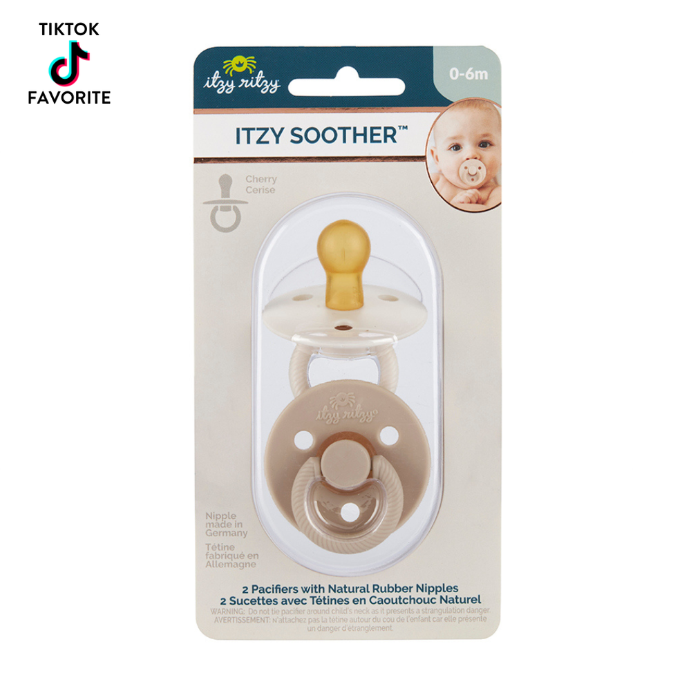 Itzy Soother™ Natural Rubber Paci Sets: Coconut + Toast
