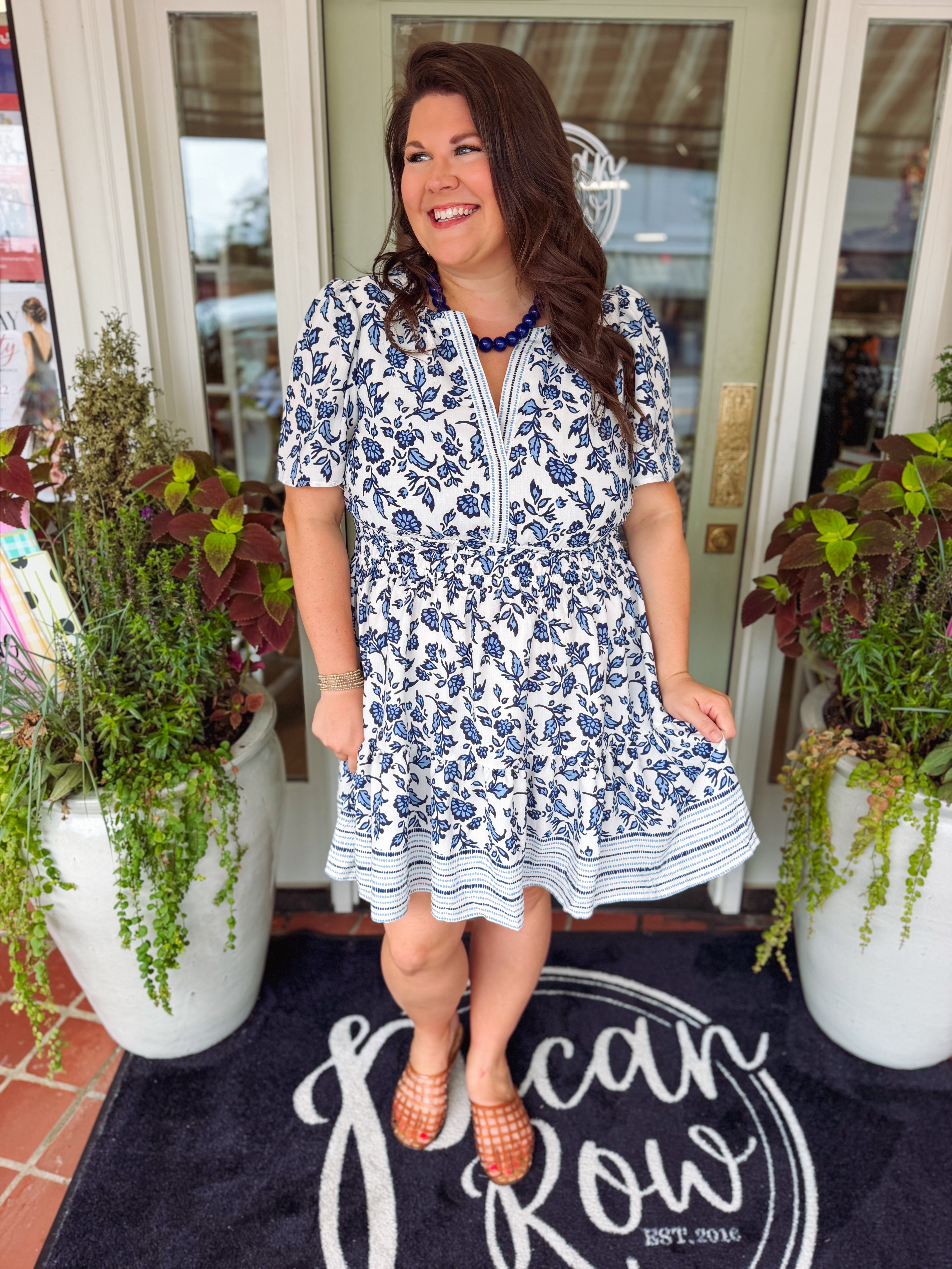 The Tracey Mini Ivy Script Dress in Navy (S-2X)