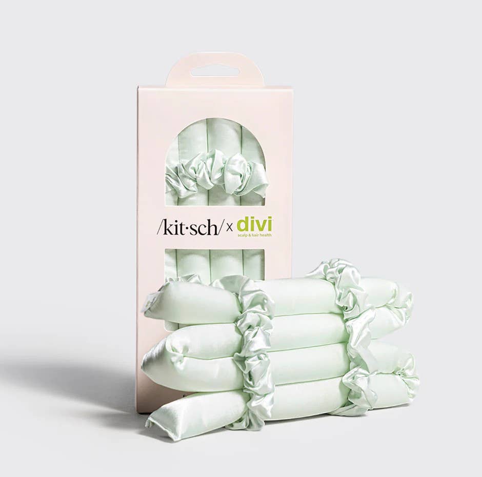 Kitsch x Divi Satin Heatless Curling Set in Seafoam