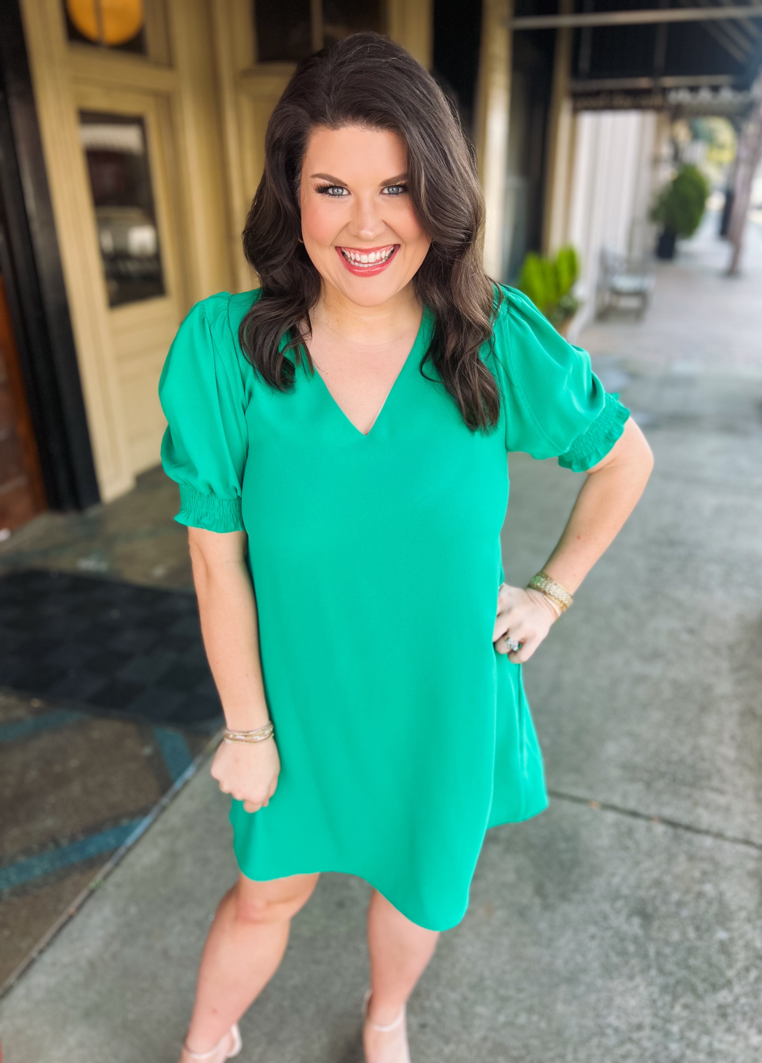 The Cassidy Dress in Emerald Green