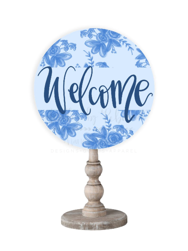 Blue Floral Welcome Topper
