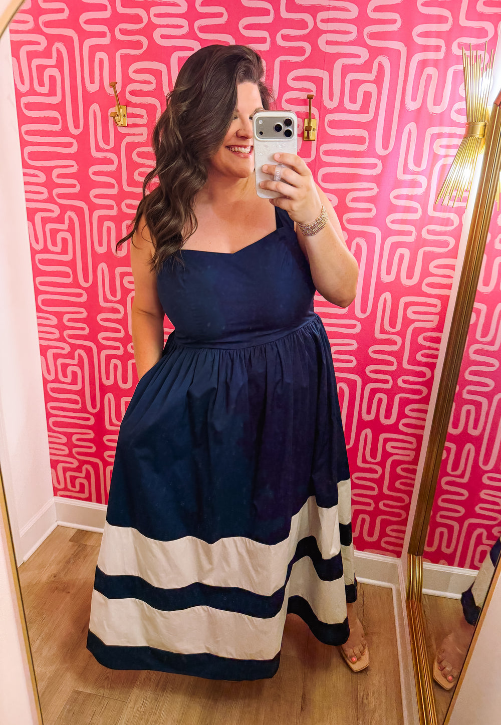 The Murray Smocked Contrast Maxi Dress (1X-3X)