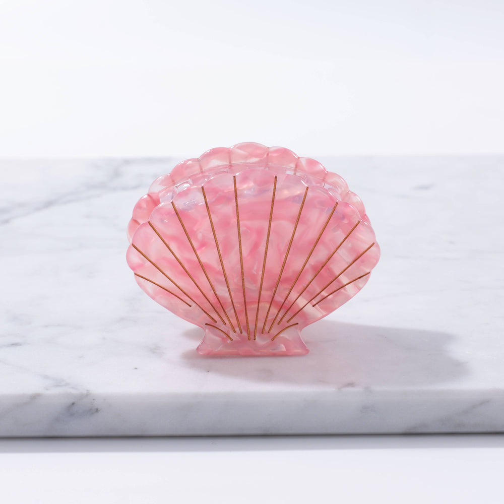 Eco-Friendly Large Scallop Shell Hair Clip: Pink