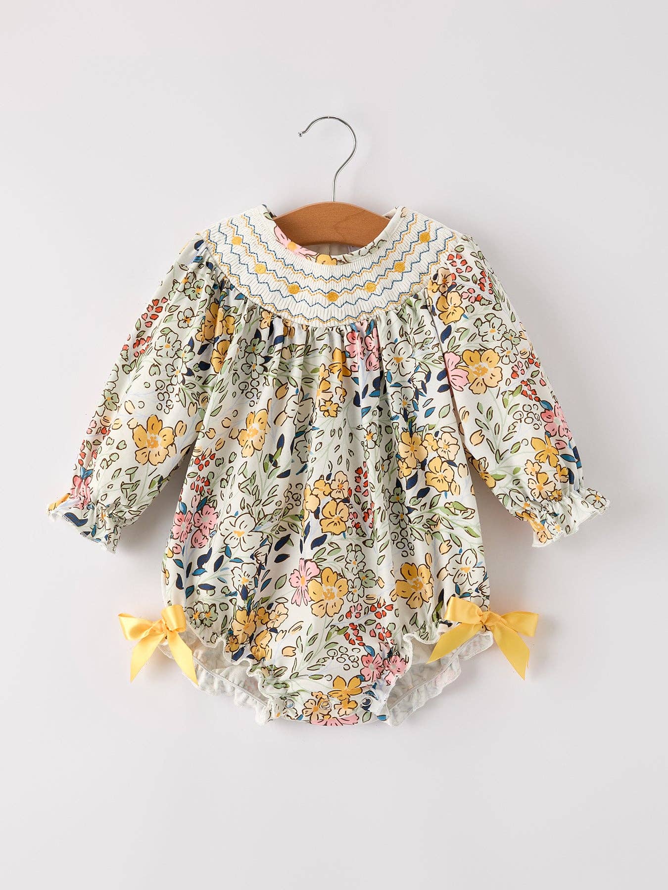 Fall Floral Embroidered Baby Girl Romper