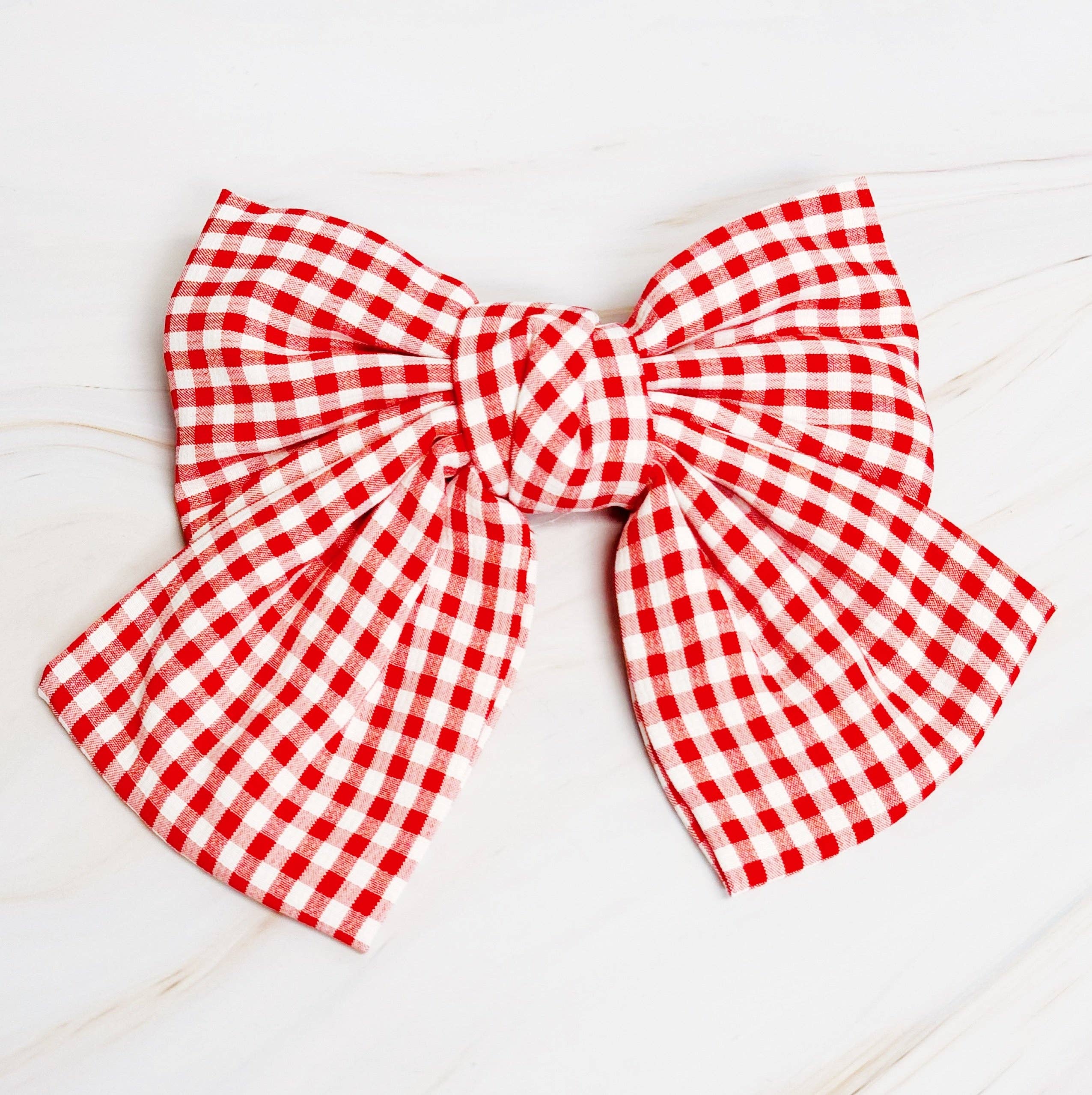 Red Gingham Bow Hair Clip