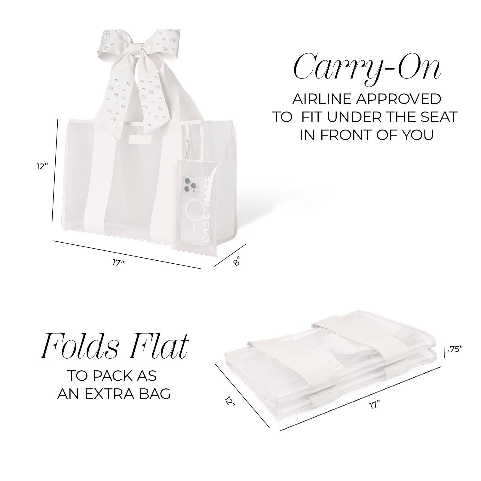 Ivory Pearl Bow Jelly Tote Bag by Case-Mate