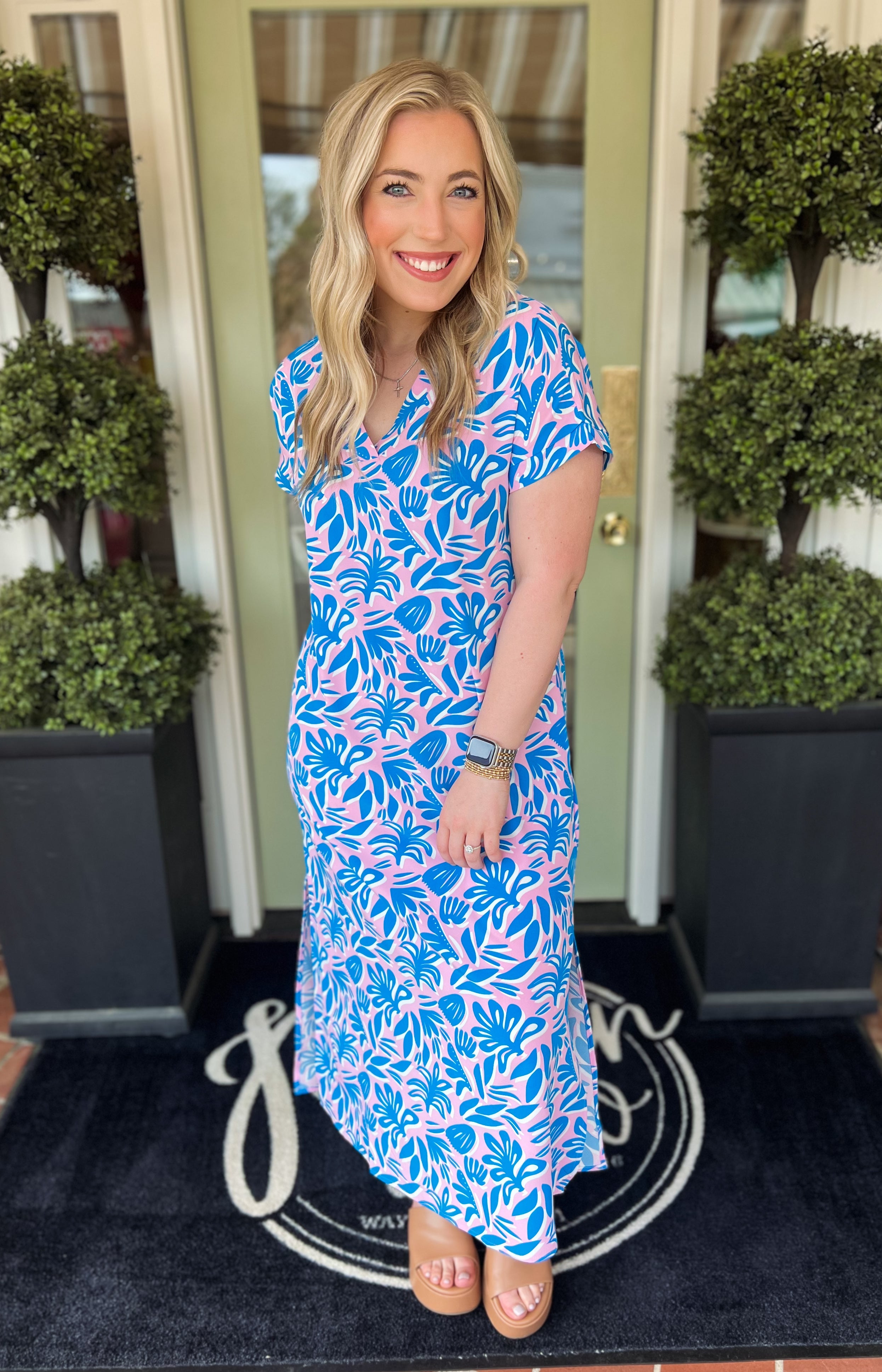 The Laurie Dress in Spring It On Blue