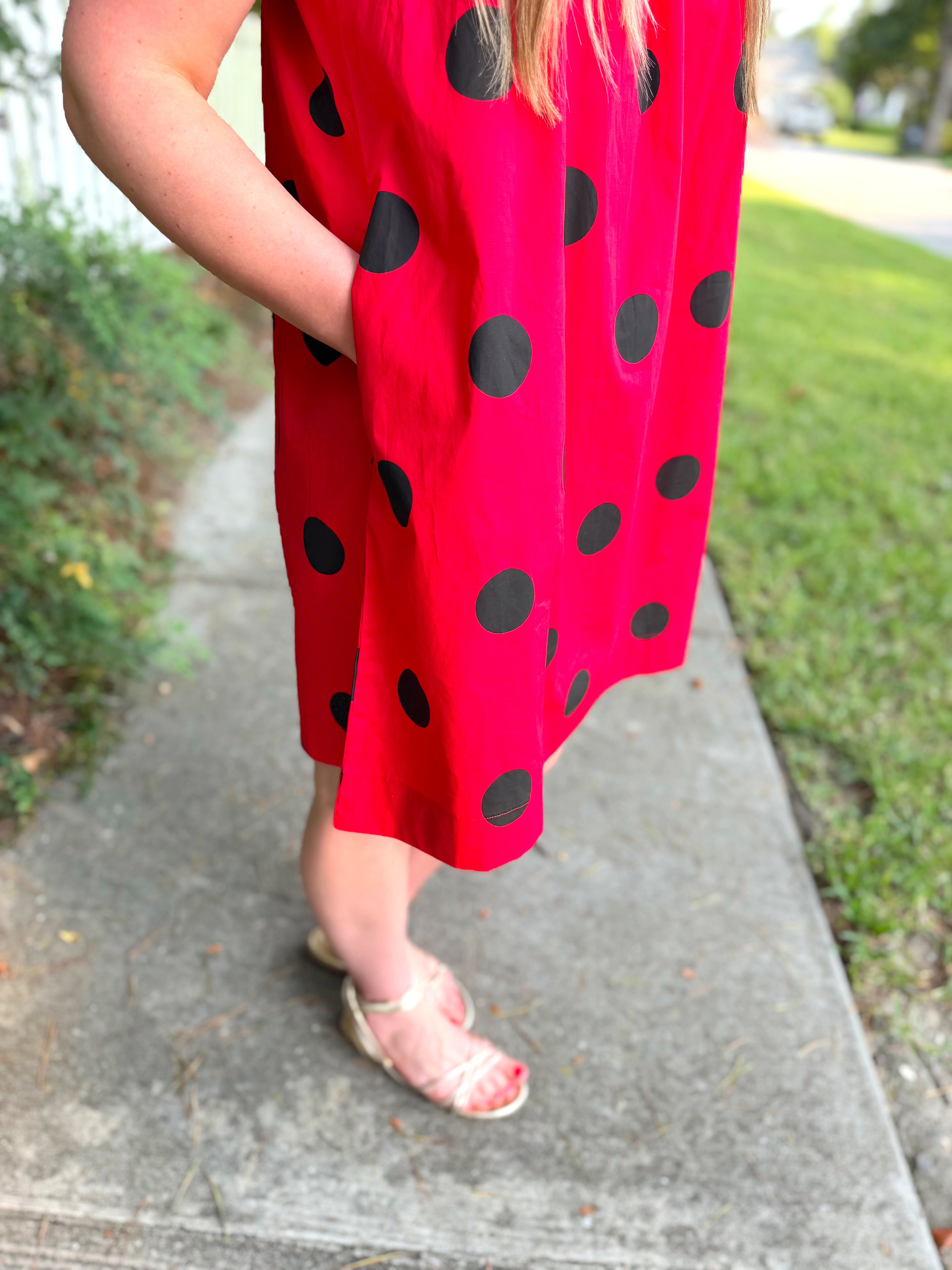 The Gameday Polka Dot Puff Sleeve Dress (S-L)