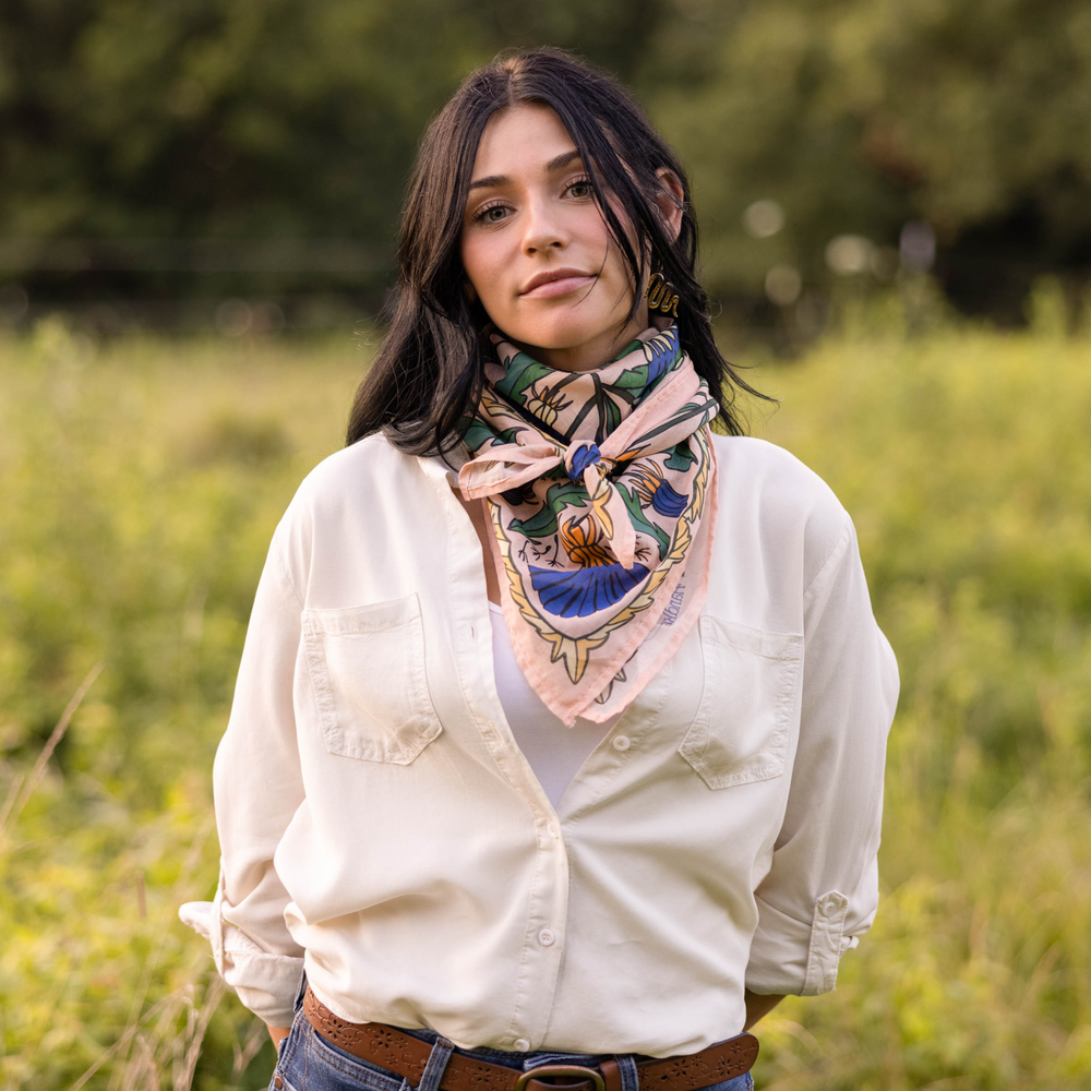 The Dandy Peach & Blue Floral Bandana (34x34)