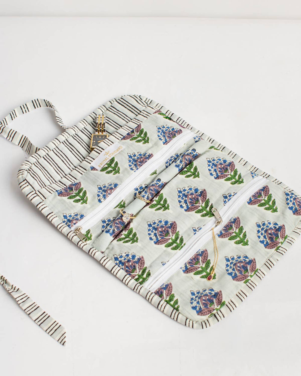 Leighton Quilted Jewelry Roll-Blue