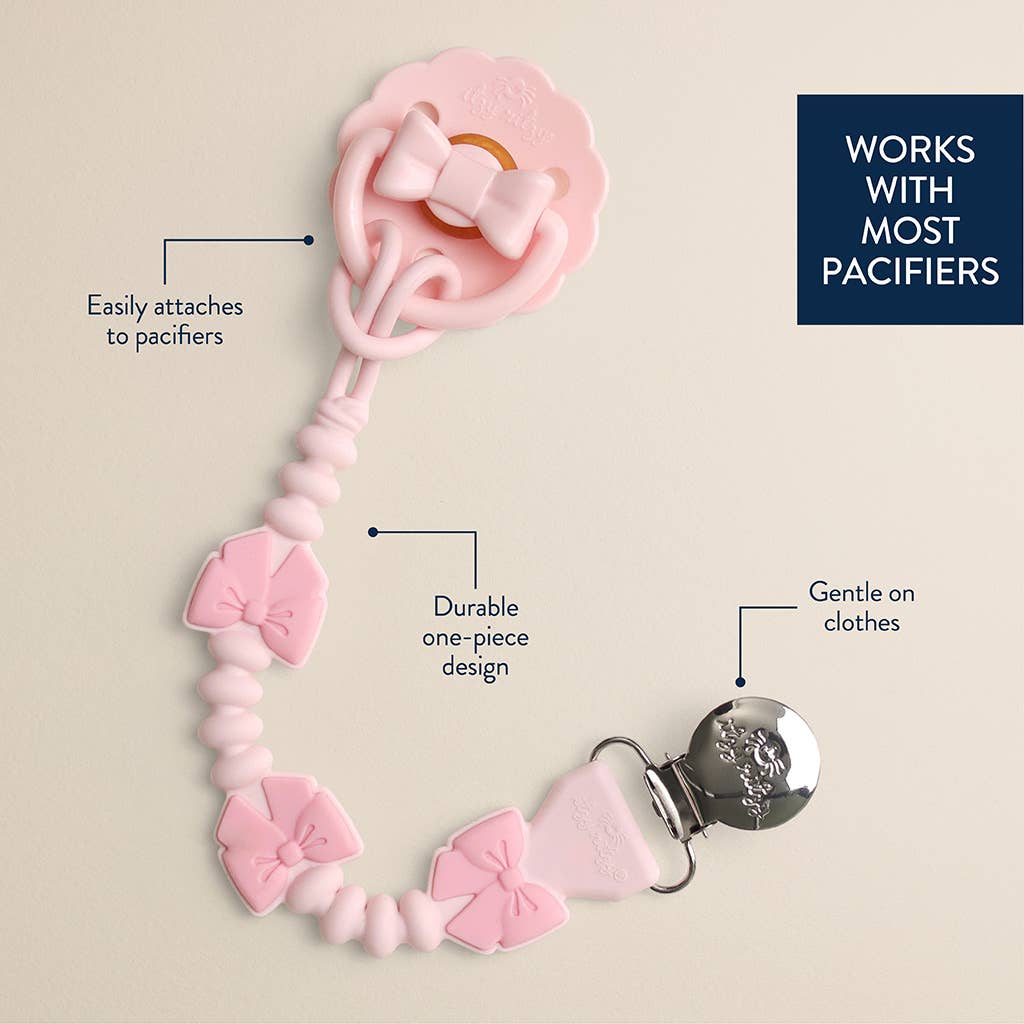 Itzy Paci Strap Plus™: Pink Bows