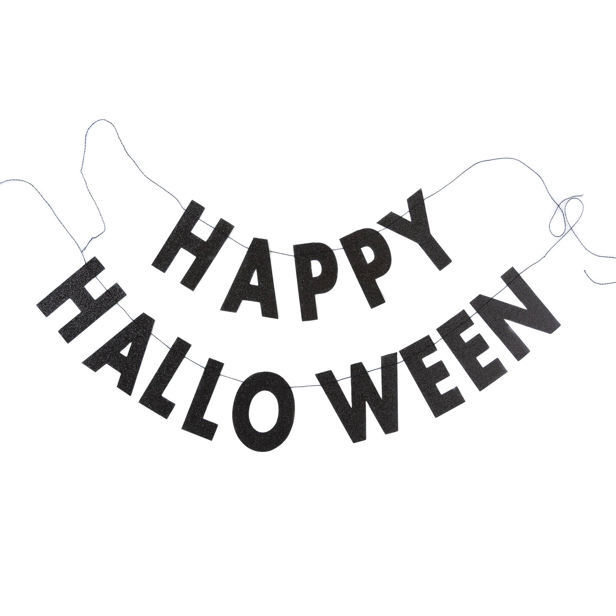 Happy Halloween Black Glitter Banner