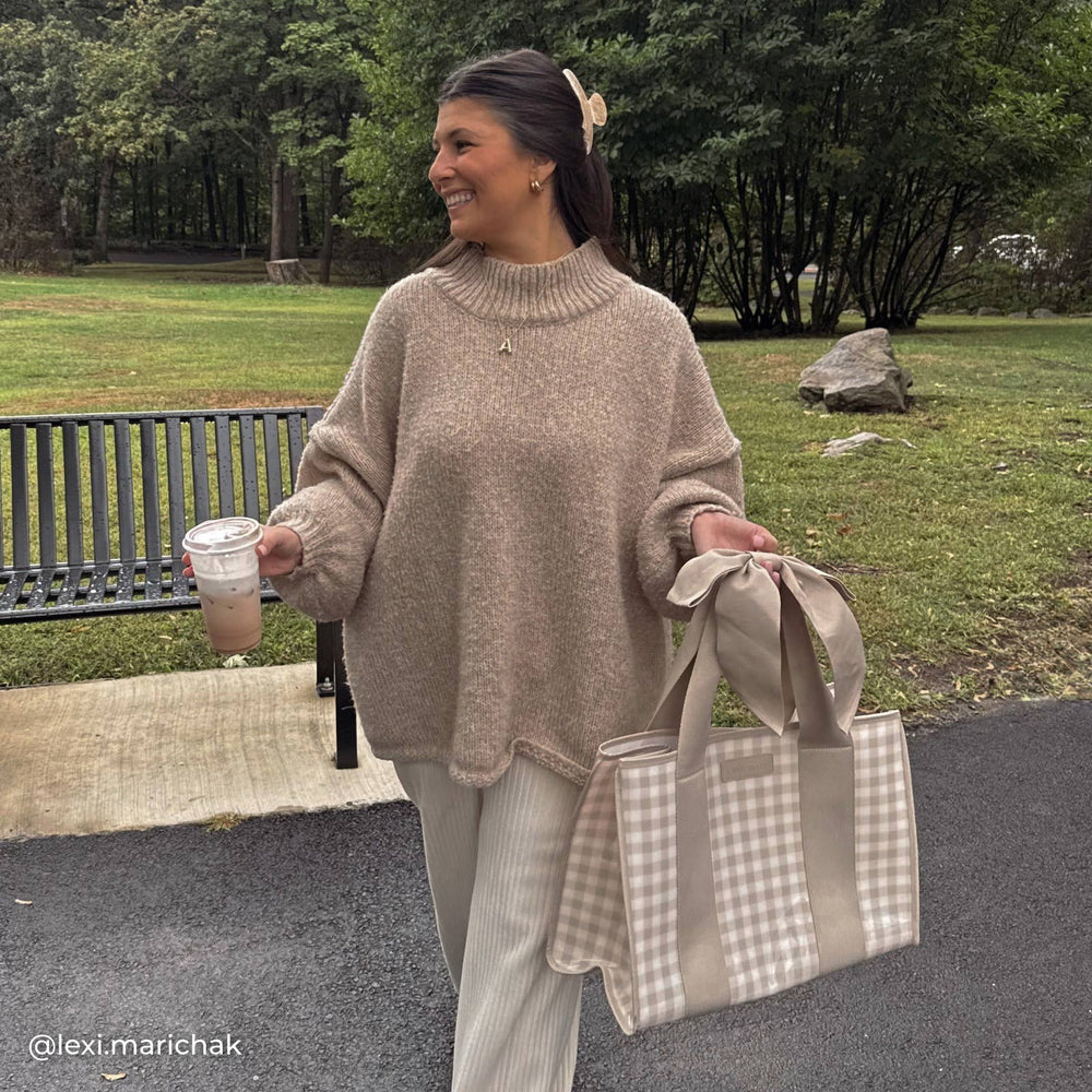 Latte Gingham Bow Jelly Tote Bag By Case-Mate