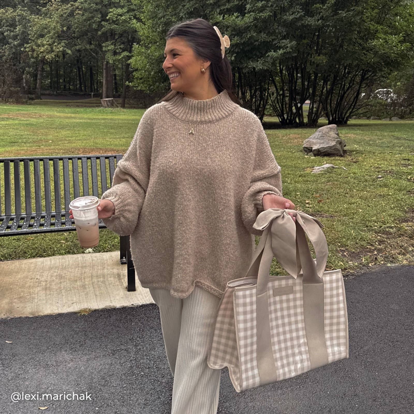 Latte Gingham Bow Jelly Tote Bag By Case-Mate