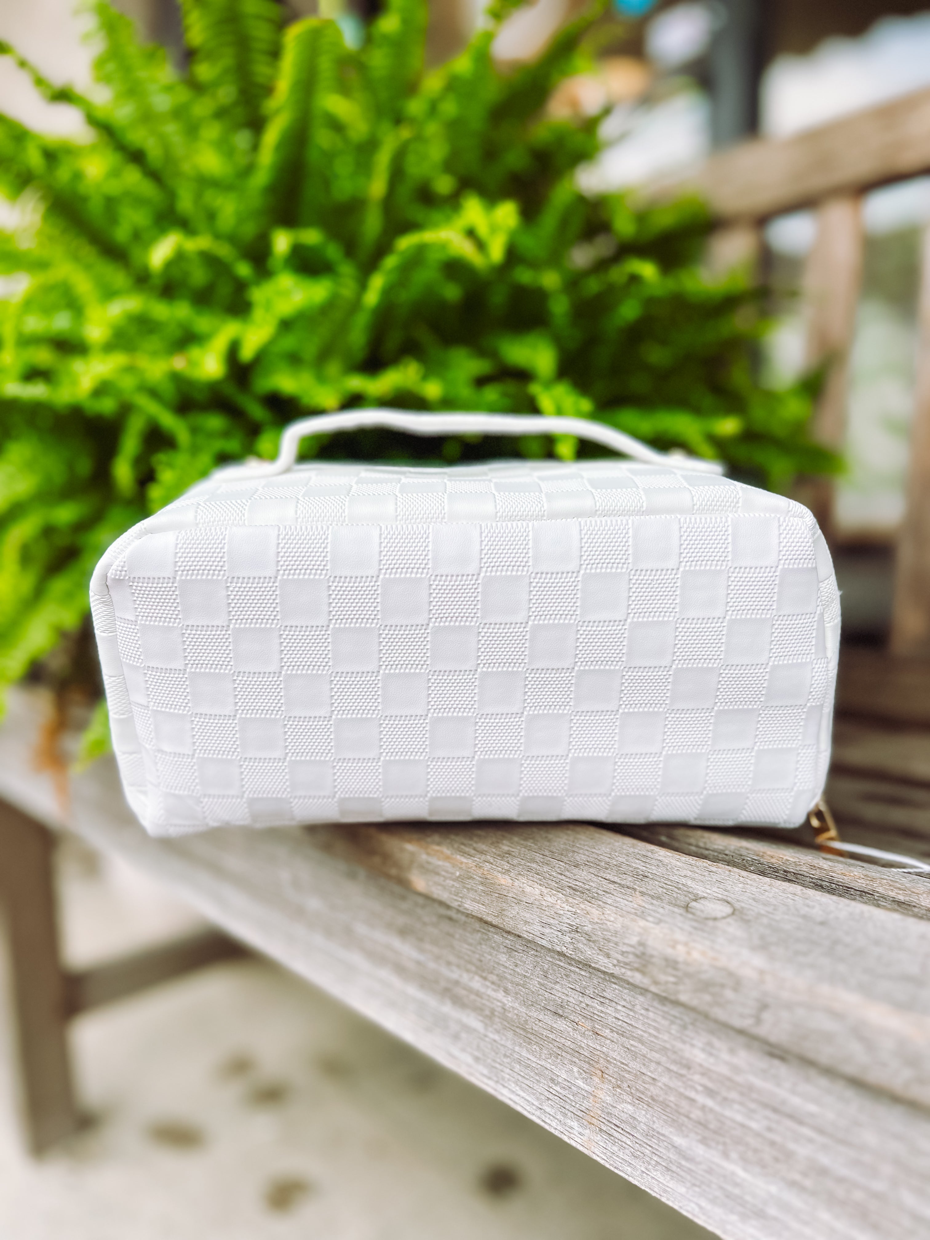 Leather Makeup Bag in White