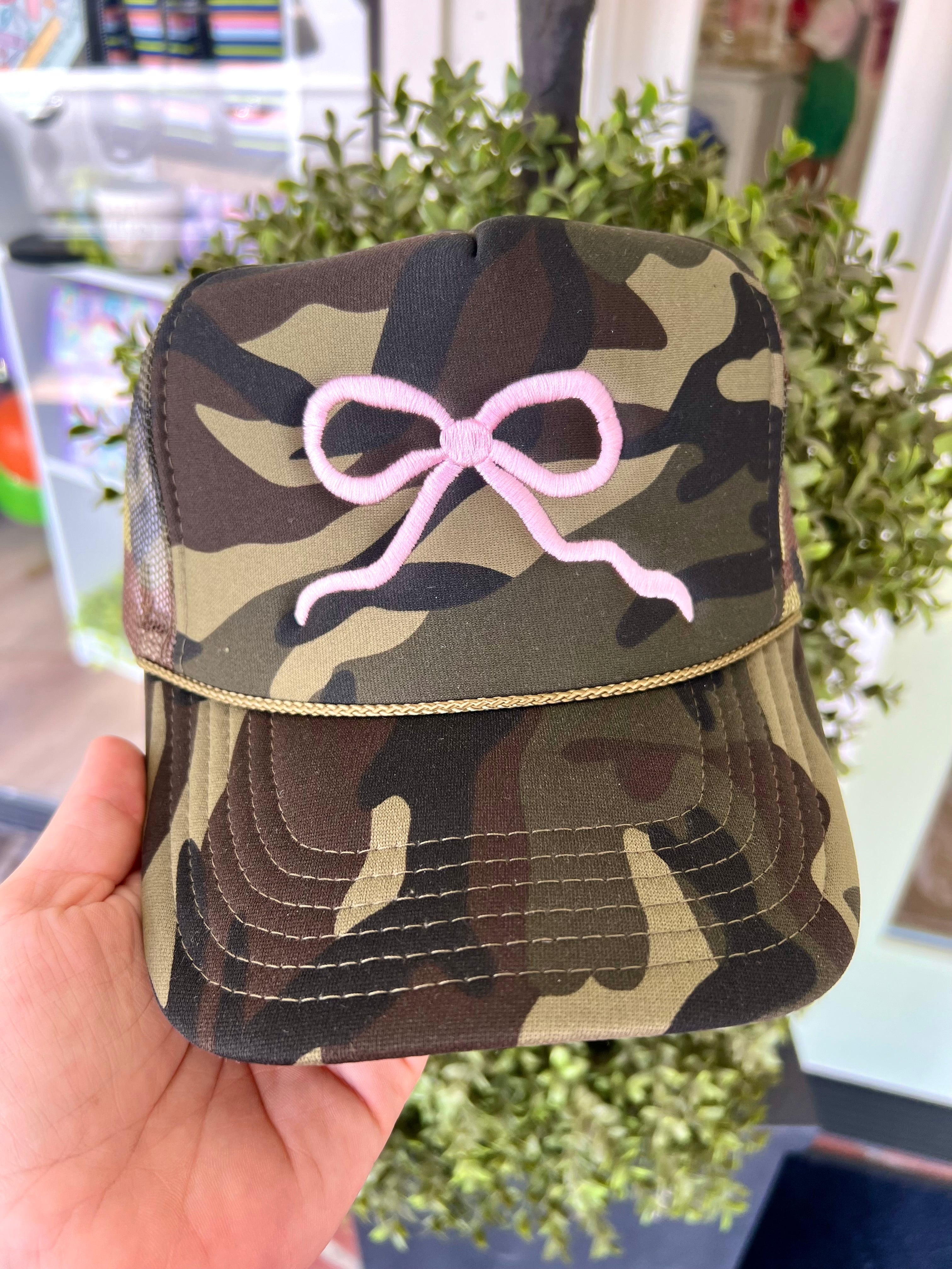 Pink Bow Camo Trucker Hat