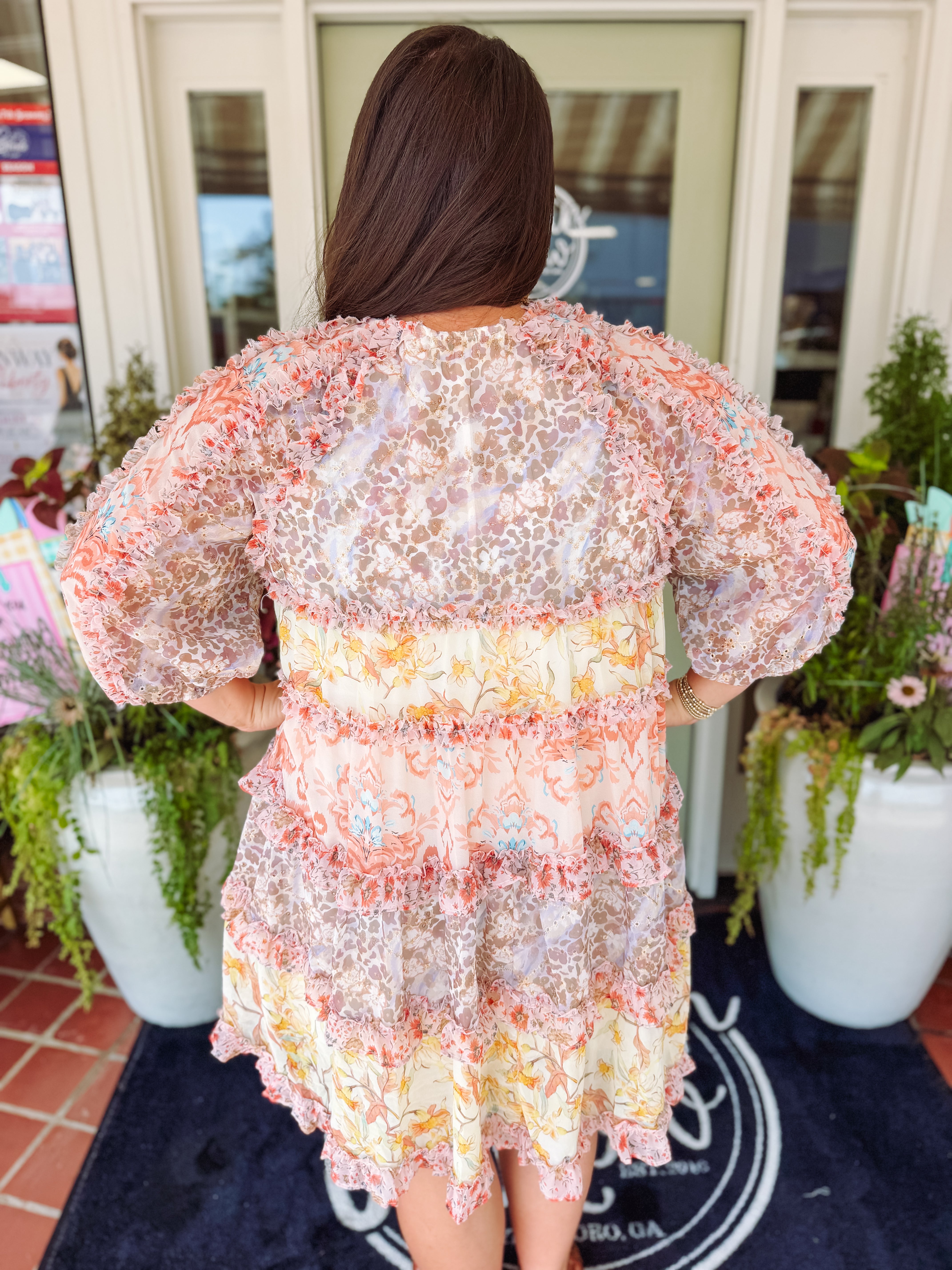 The Magnolia Chiffon Ruffle Dress (S-3X)