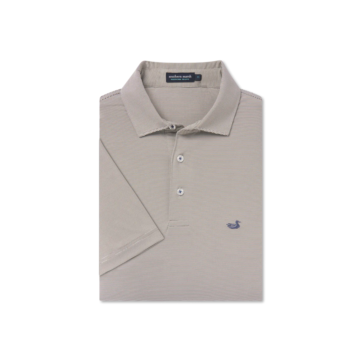 Wellington Stripe Bermuda Performance Polo in Dark Gray by Southern Marsh