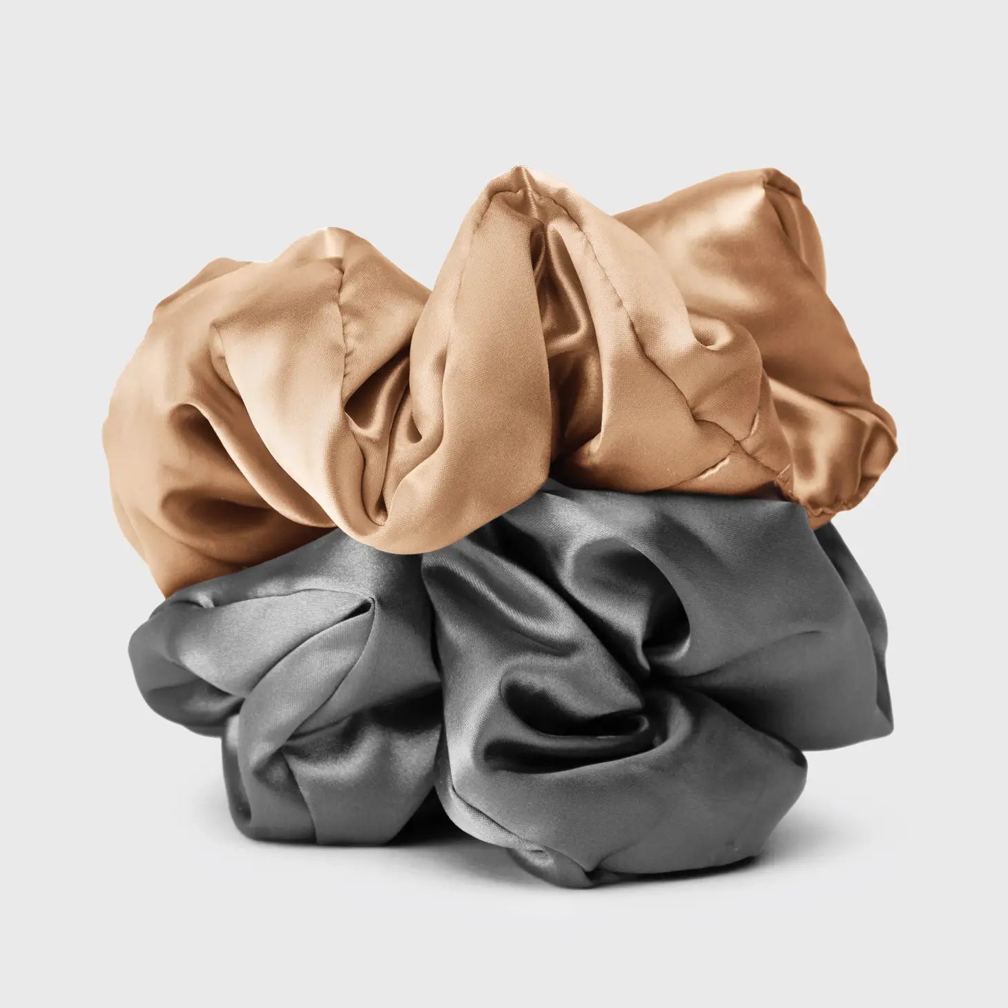 Charcoal & Gold Satin Pillow Scrunchies by Kitsch