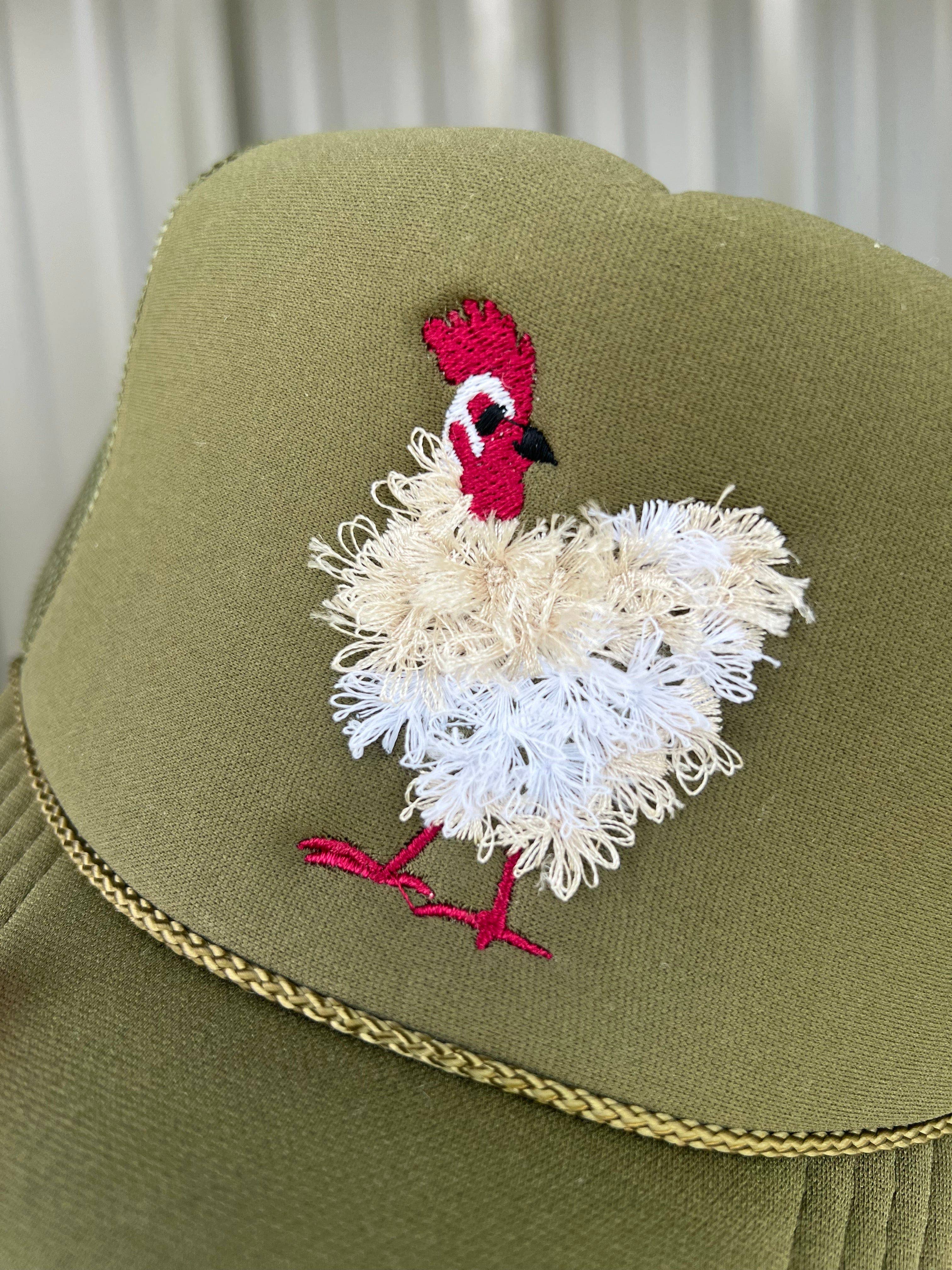 Mother Clucker Fluffy Chicken Embroidered in Olive Green