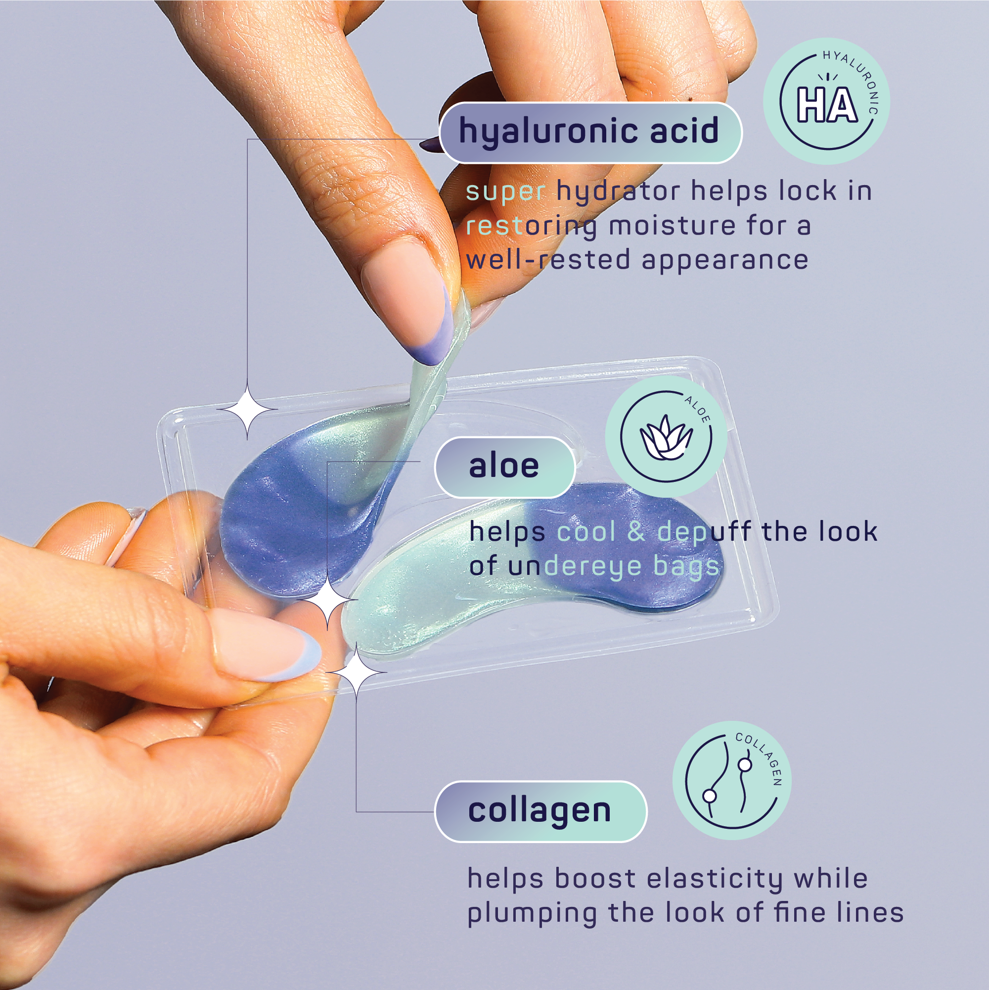 Hydrating Eye Patches-Hyaluronic Acid & Aloe -8 Pack