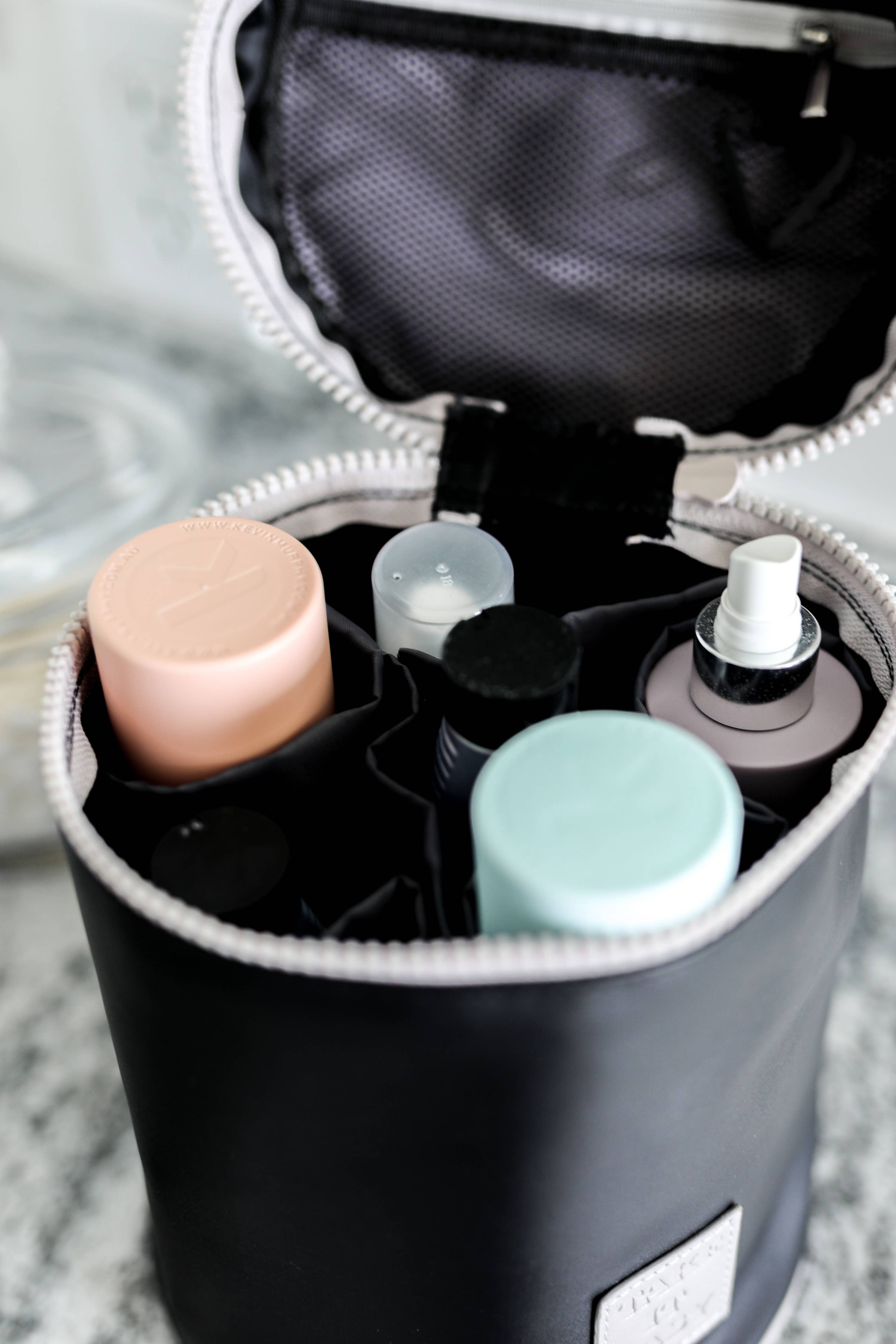 Black Barrel Organizer Toiletry Bag