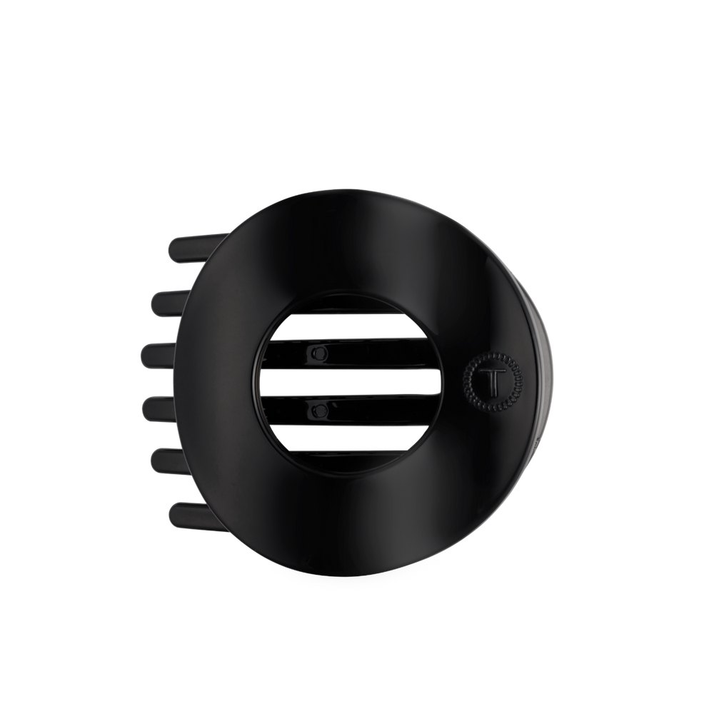 Jet Black Large Flat Circle Hair Clip