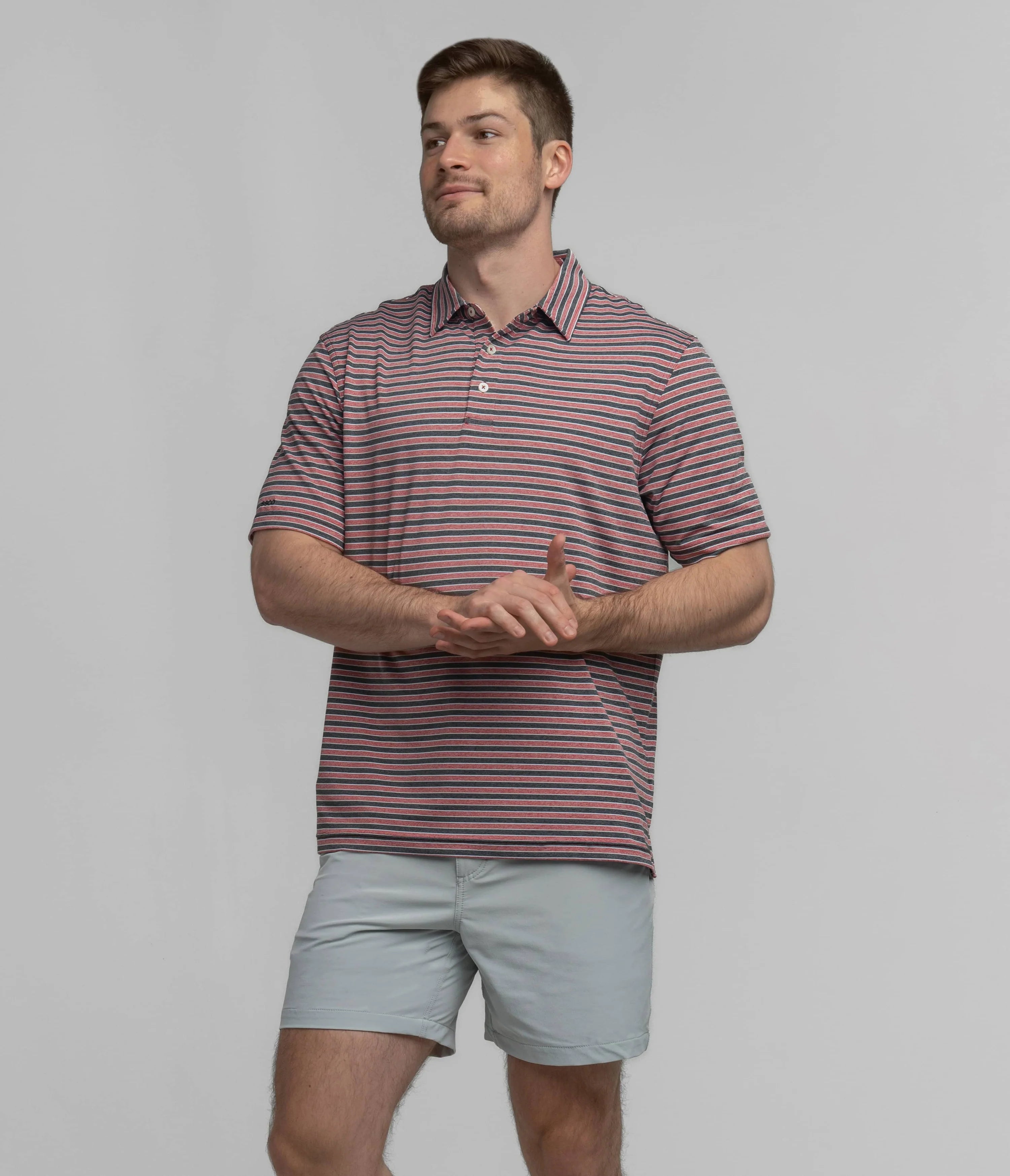 Cahaba Heather Stripe Polo in Black Cherry by Southern Shirt Co.