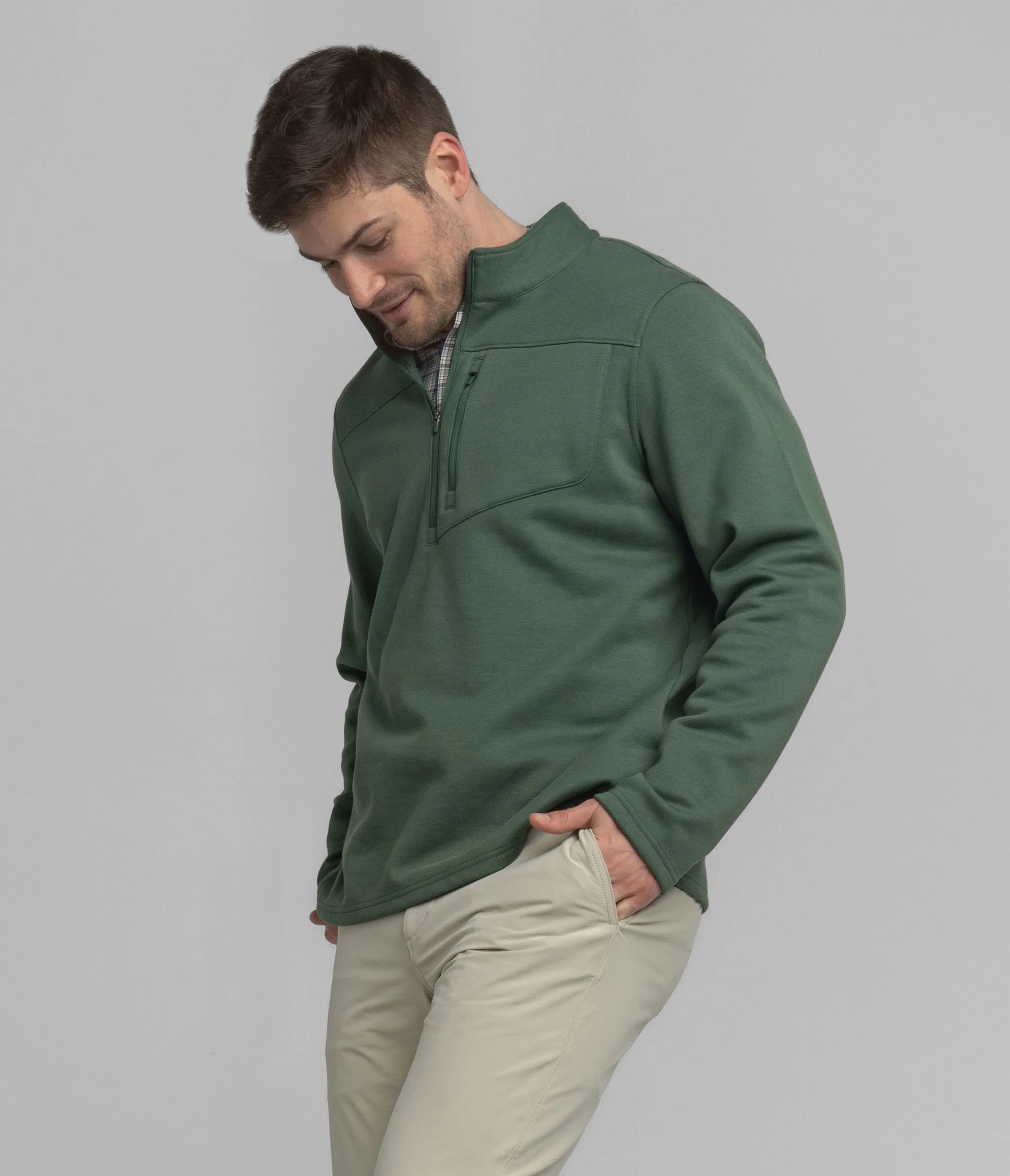 Fleece Essential Qtr Zip in Mallard