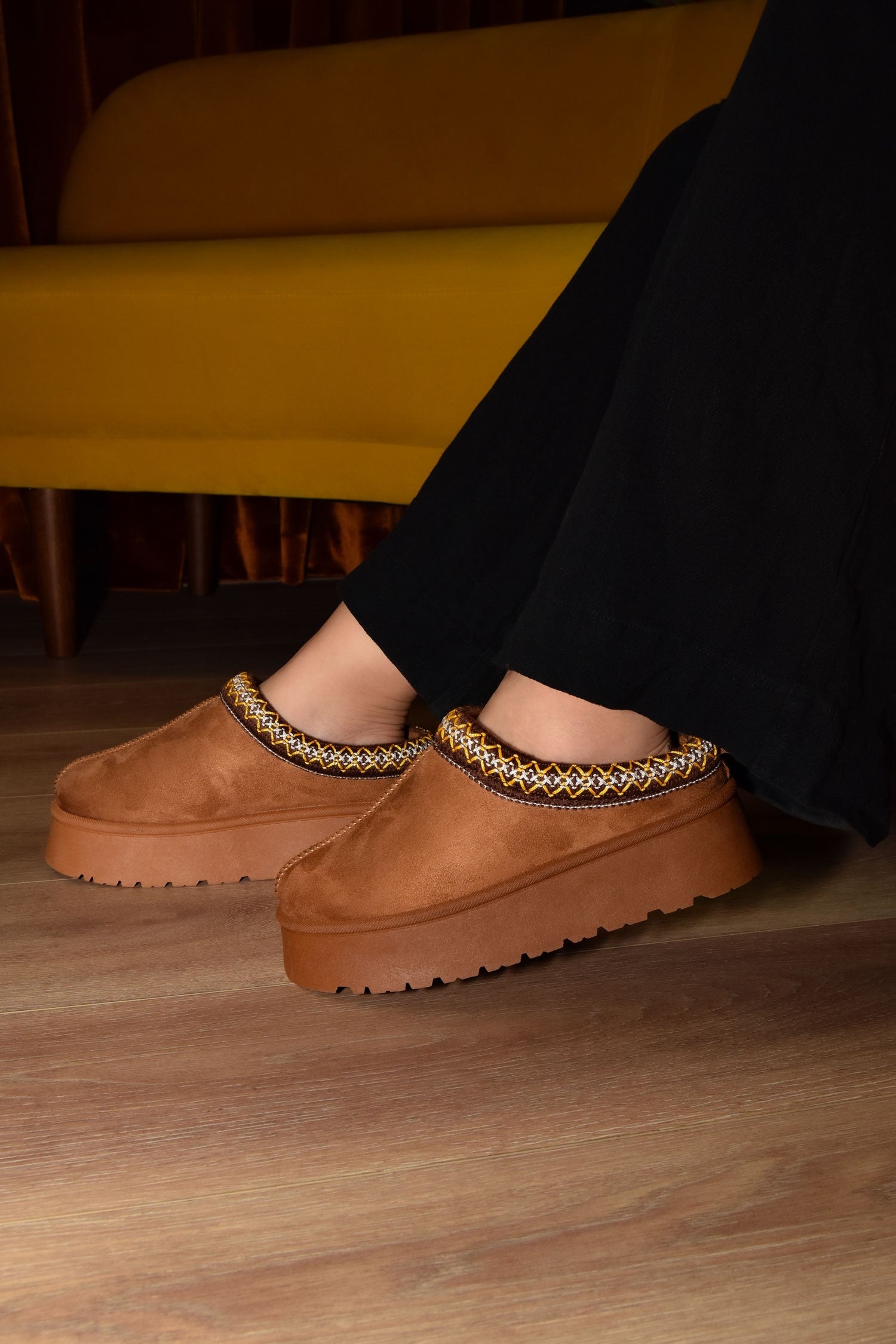 Chestnut Platform Booties