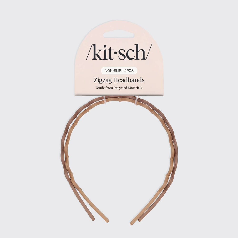 Recycled Plastic Zig Zag Headband 2pc - Neutral by Kitsch