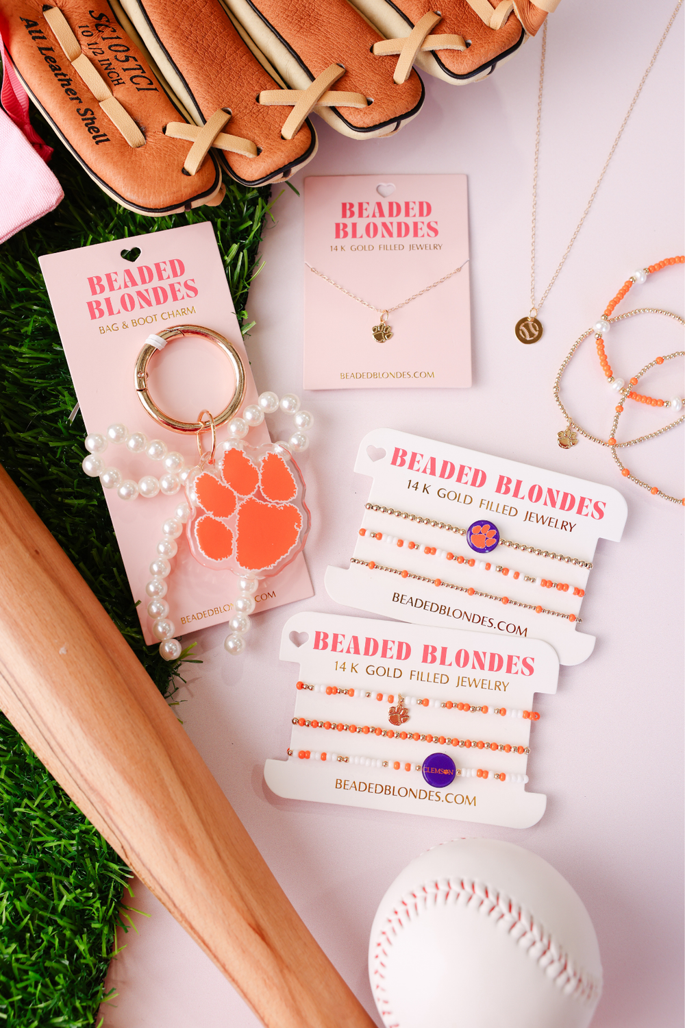 Clemson Logo Charm Bracelet on Gold: Standard