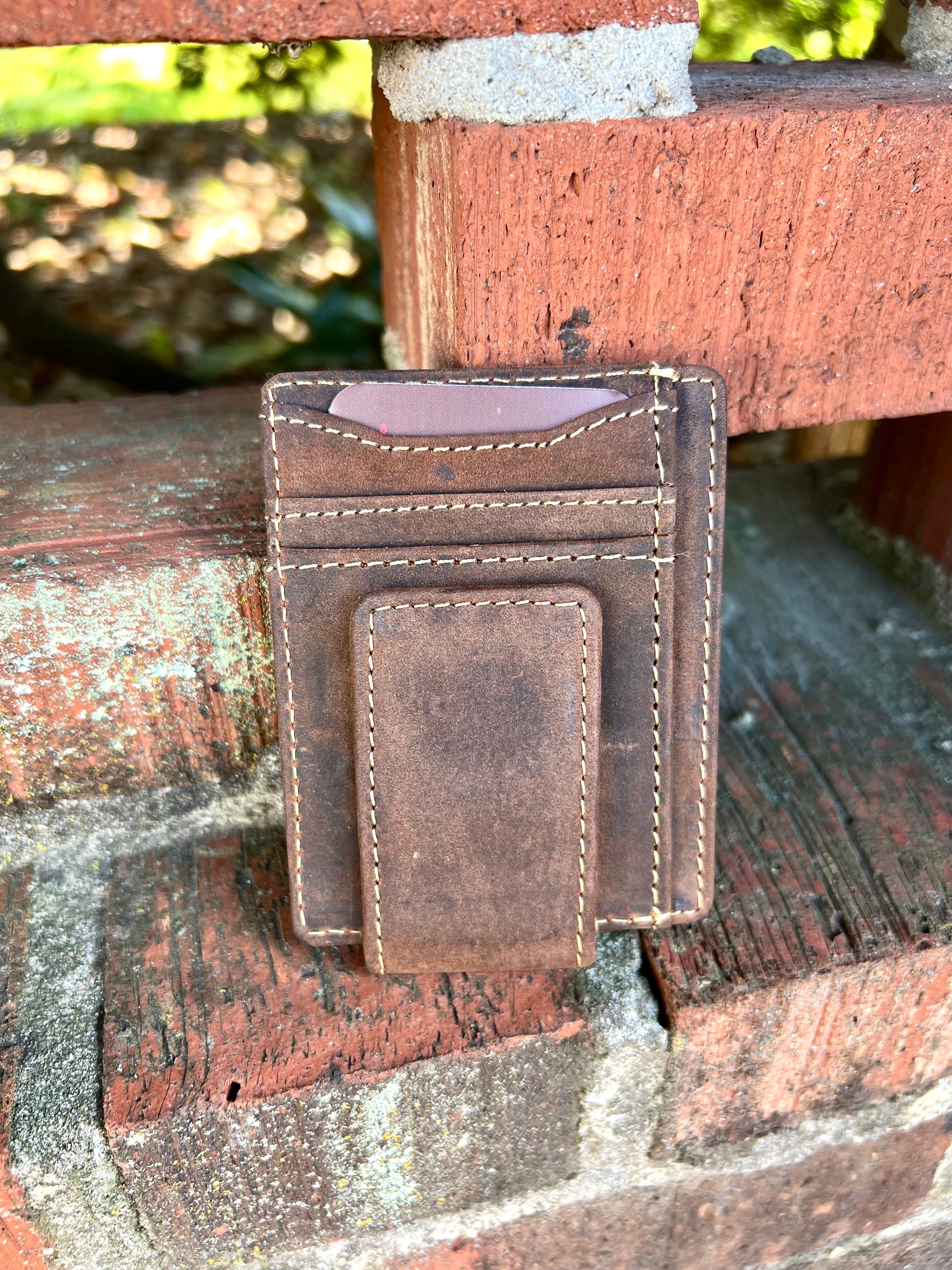 The Adam Genuine Leather Money Clip in Honey Brown