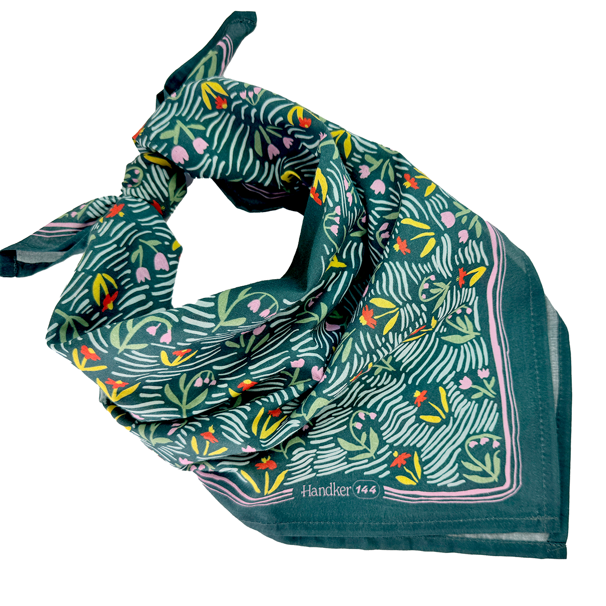 Teal Floral Meadow Bandana