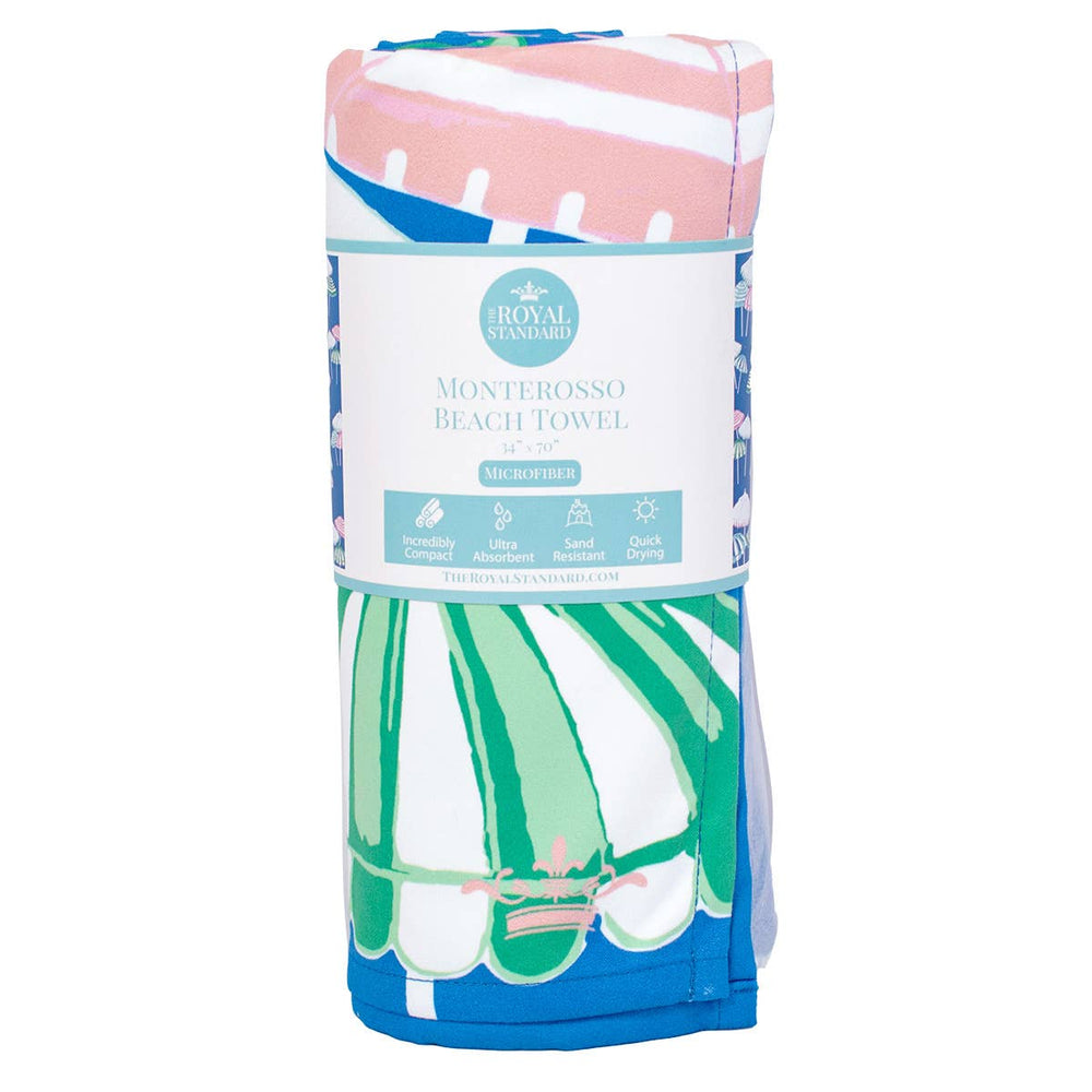 Monterosso Beach Towel- Sapphire/Pink/Capri