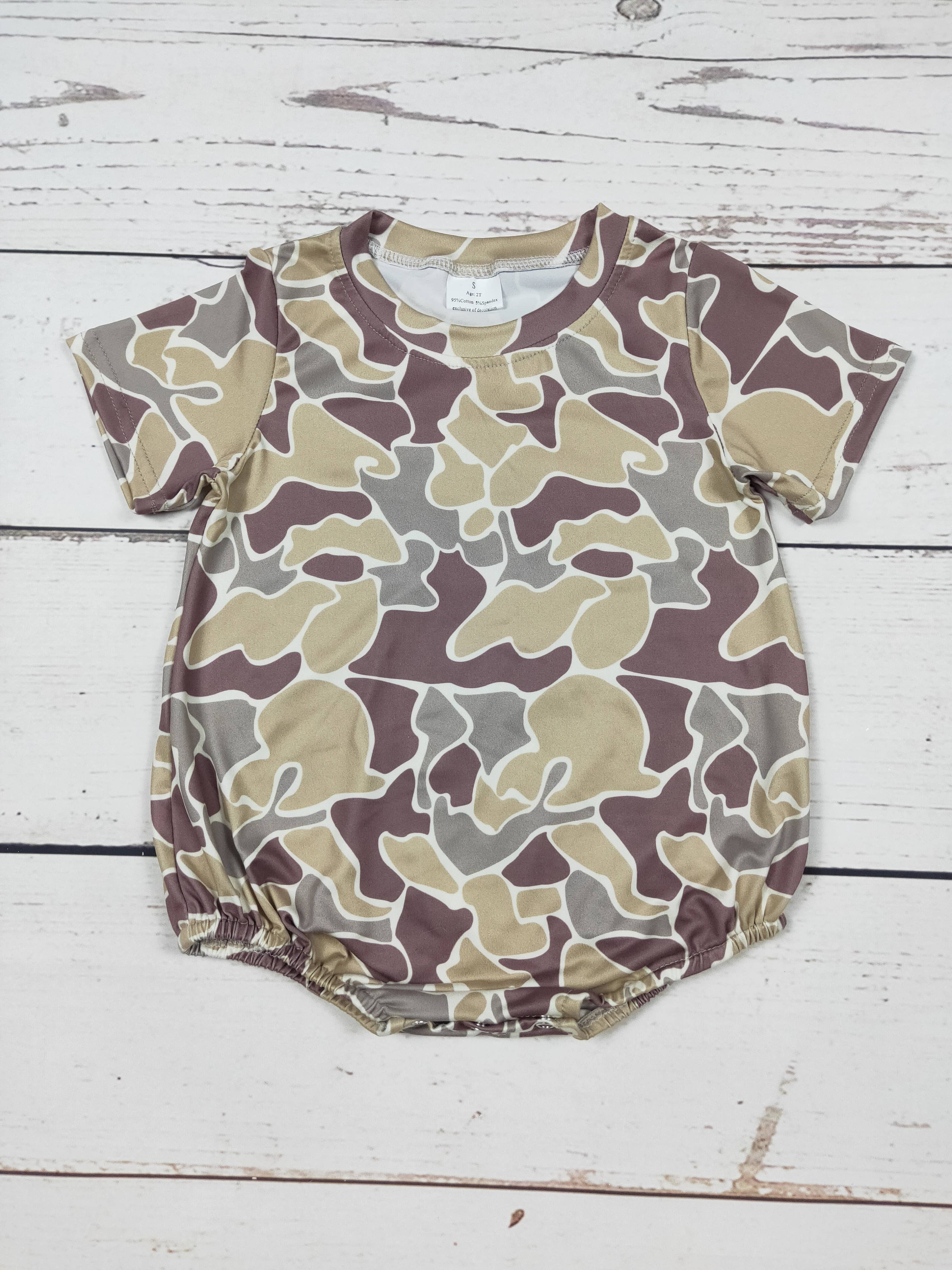 Boys Camouflage Bubble Onesie