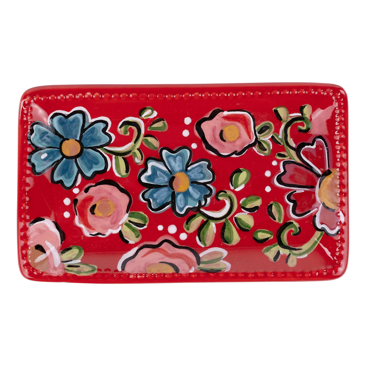 Red Floral Trinket Dish