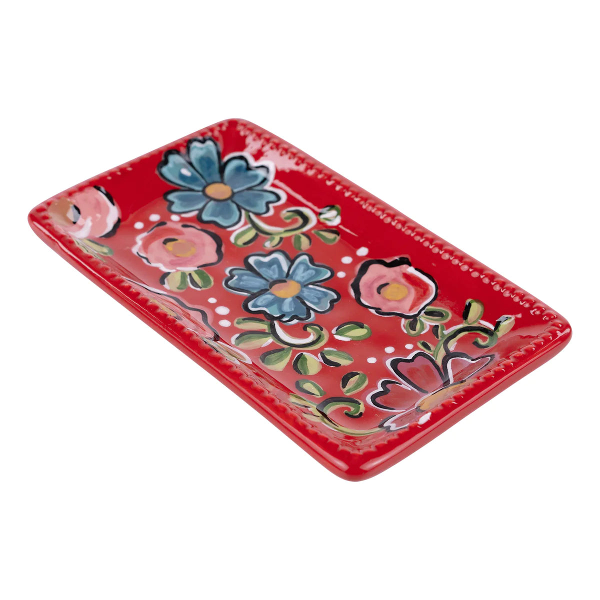 Red Floral Trinket Dish