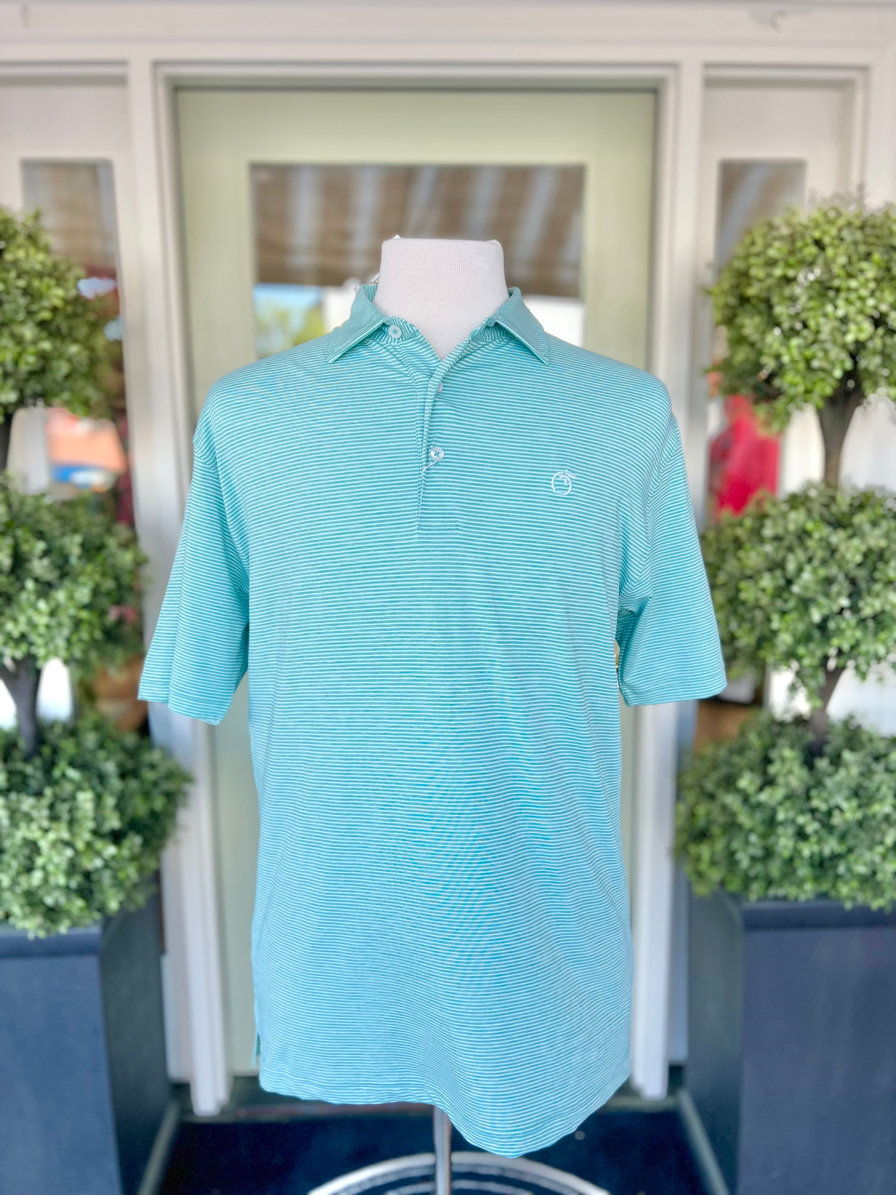 Heathered Azalea Performance Polo in Pine Green & Cays Blue by Peach State Pride