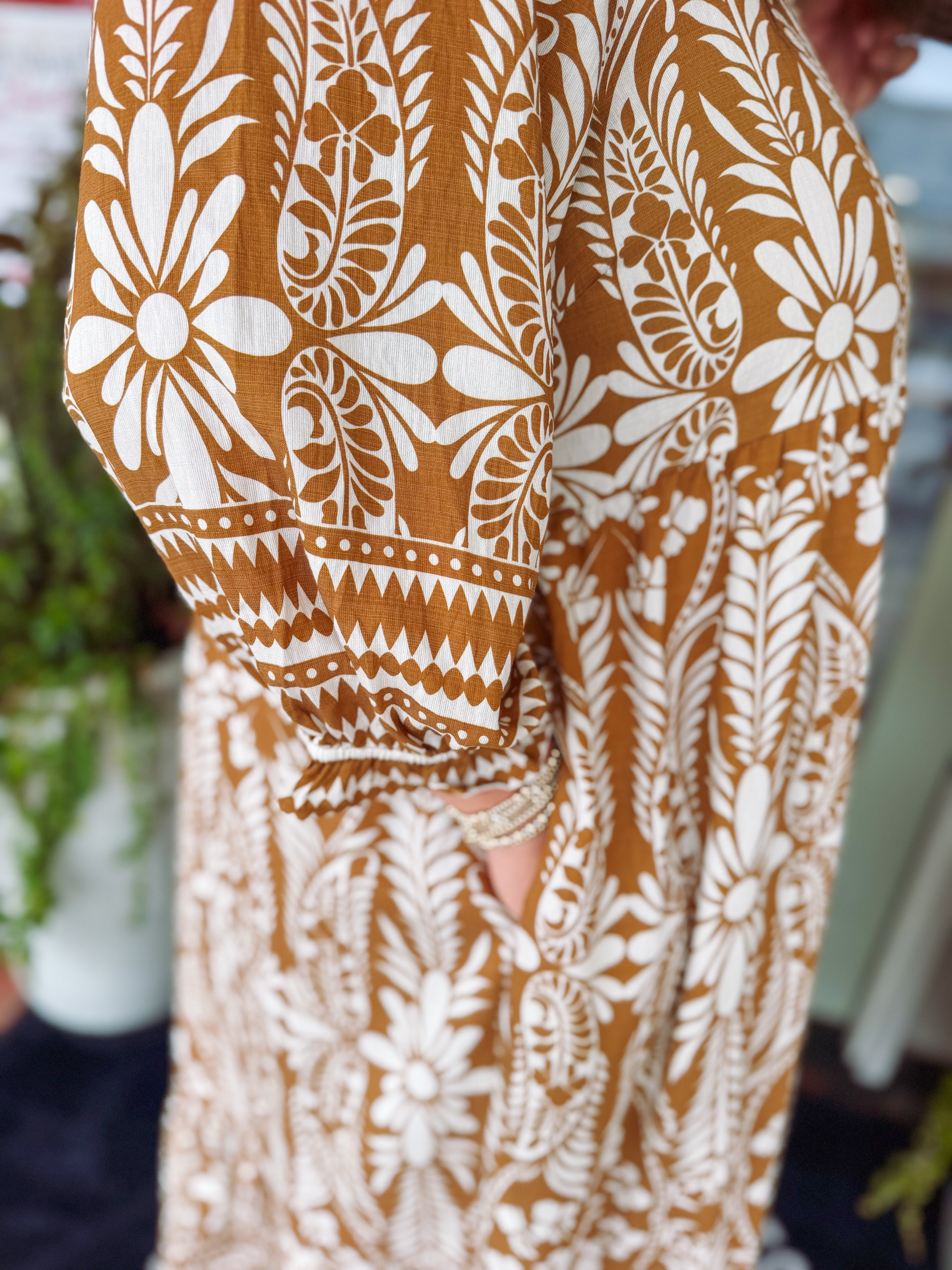 The Ashton Botanical Tiered Midi Dress (XL-2X)