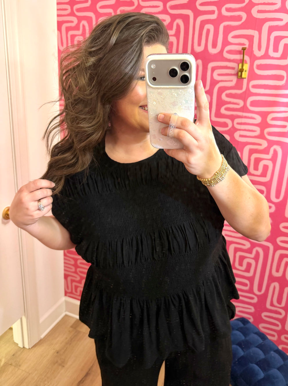 The Kendall Smocked Peplum Top