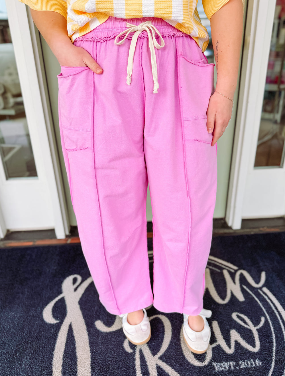 The Allie Washed French Terry Pants in Lavender