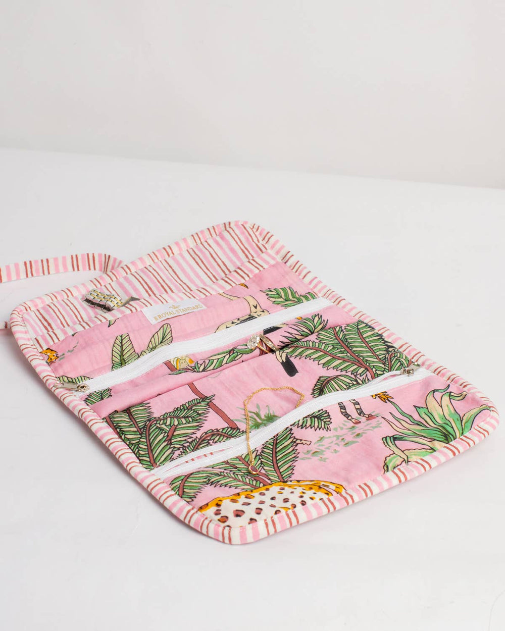 Liana Quilted Jewelry Roll- Pink/Multi