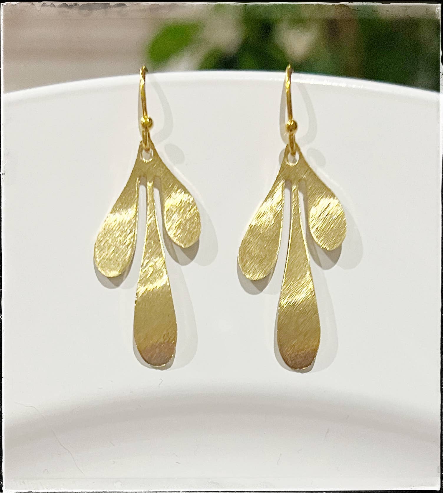 Brass Flower Statement Earrings